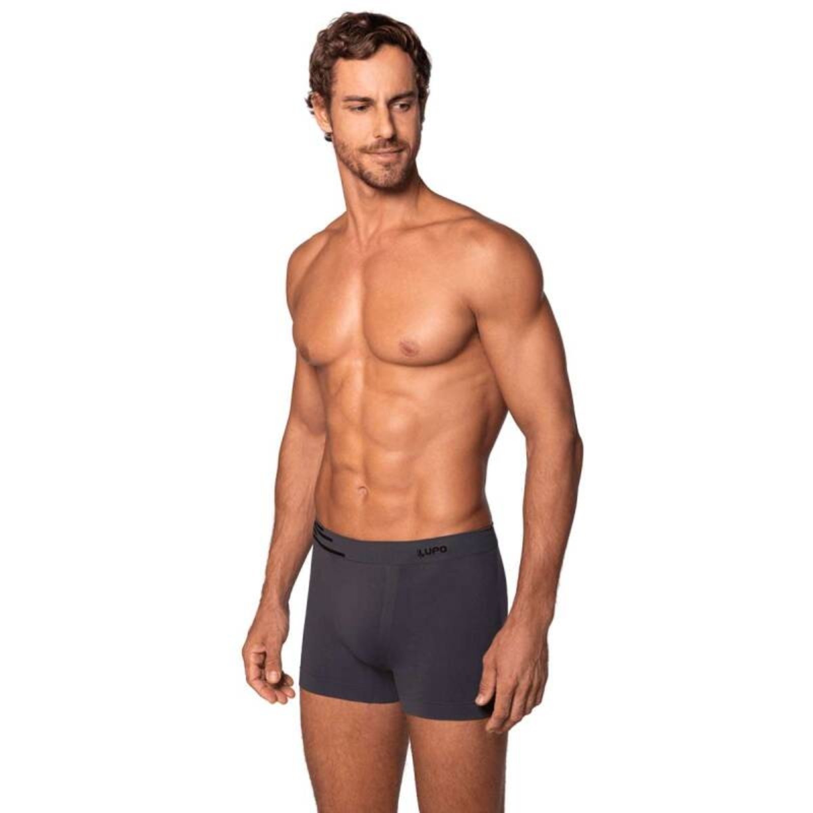 Vista 3 Cueca Lupo Boxer Am Microfibra - Masculina preto Lupo preto