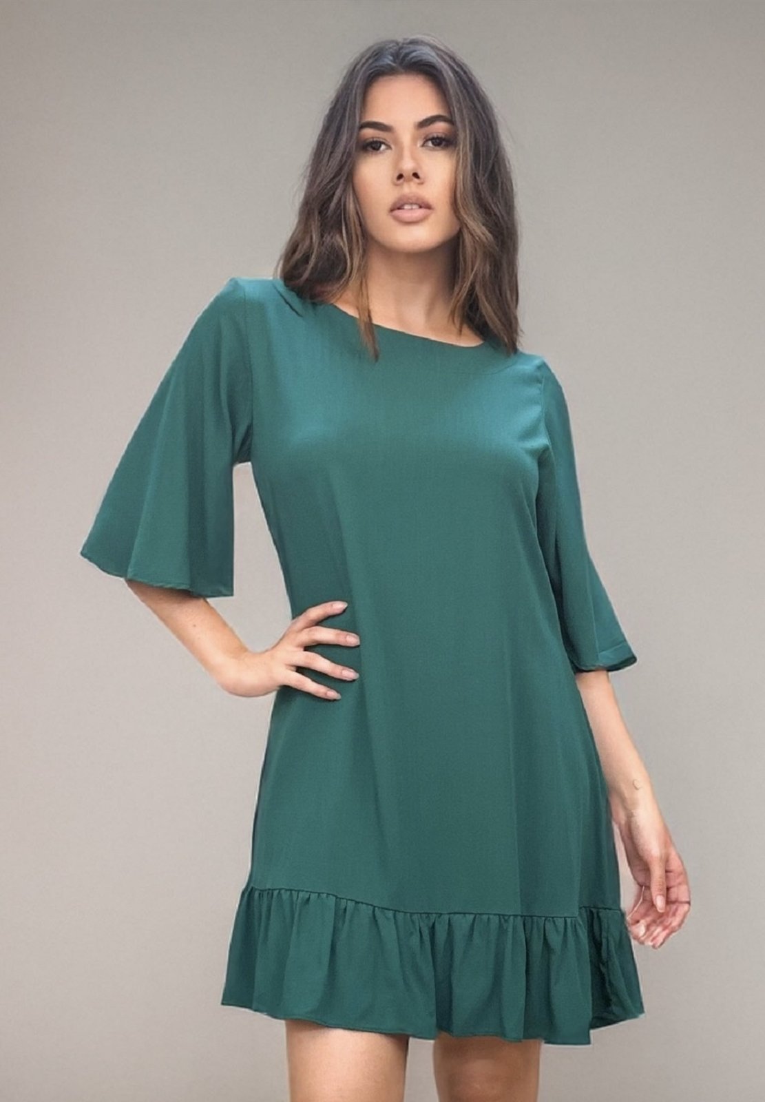Vestido Curto Amazonia Vital Viscose Estampa Verde Musgo