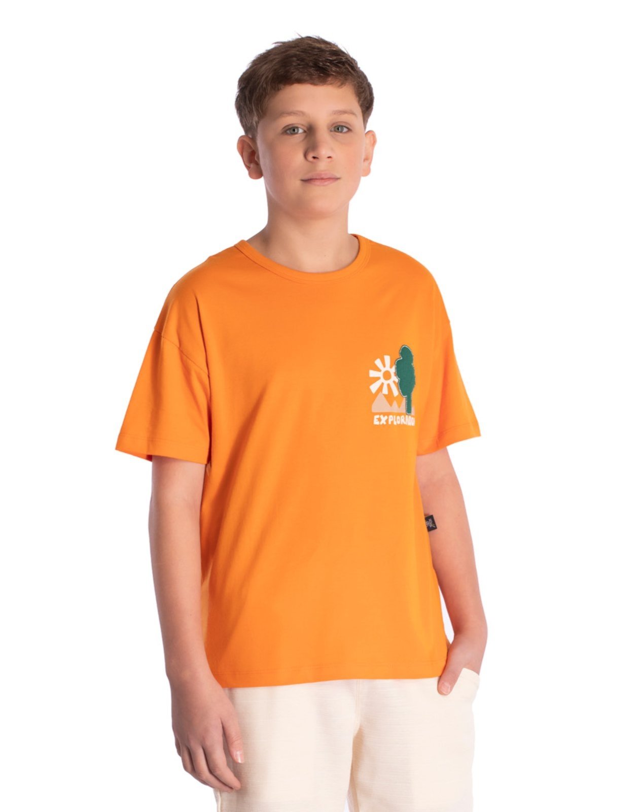 Infantil - Camiseta manga curta explorador laranja