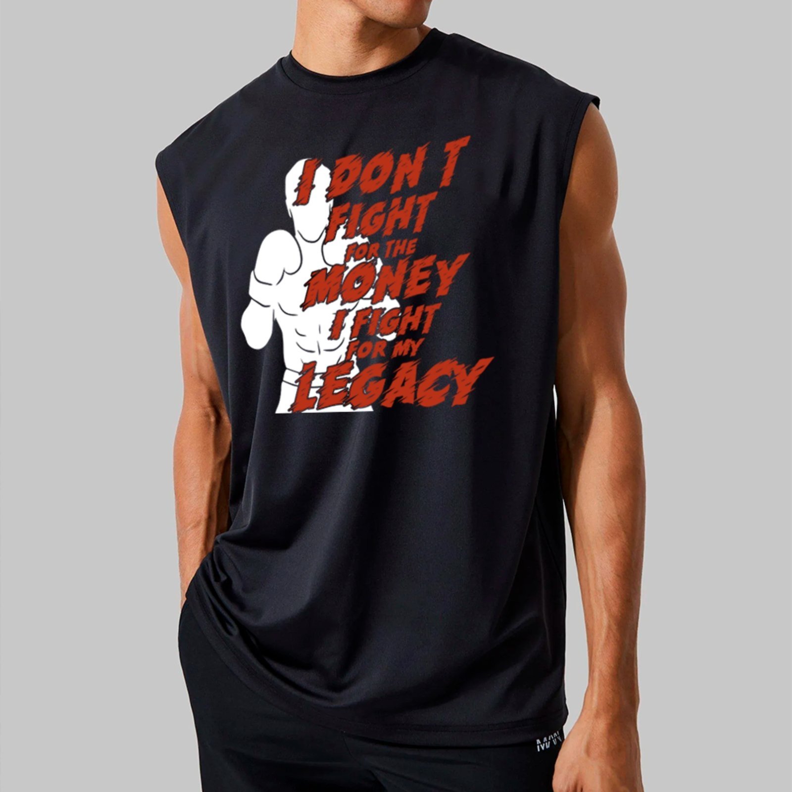 Camiseta Regata Machão Ousy Boxe Treino Frase Motivacional Oversized Masculina Preto
