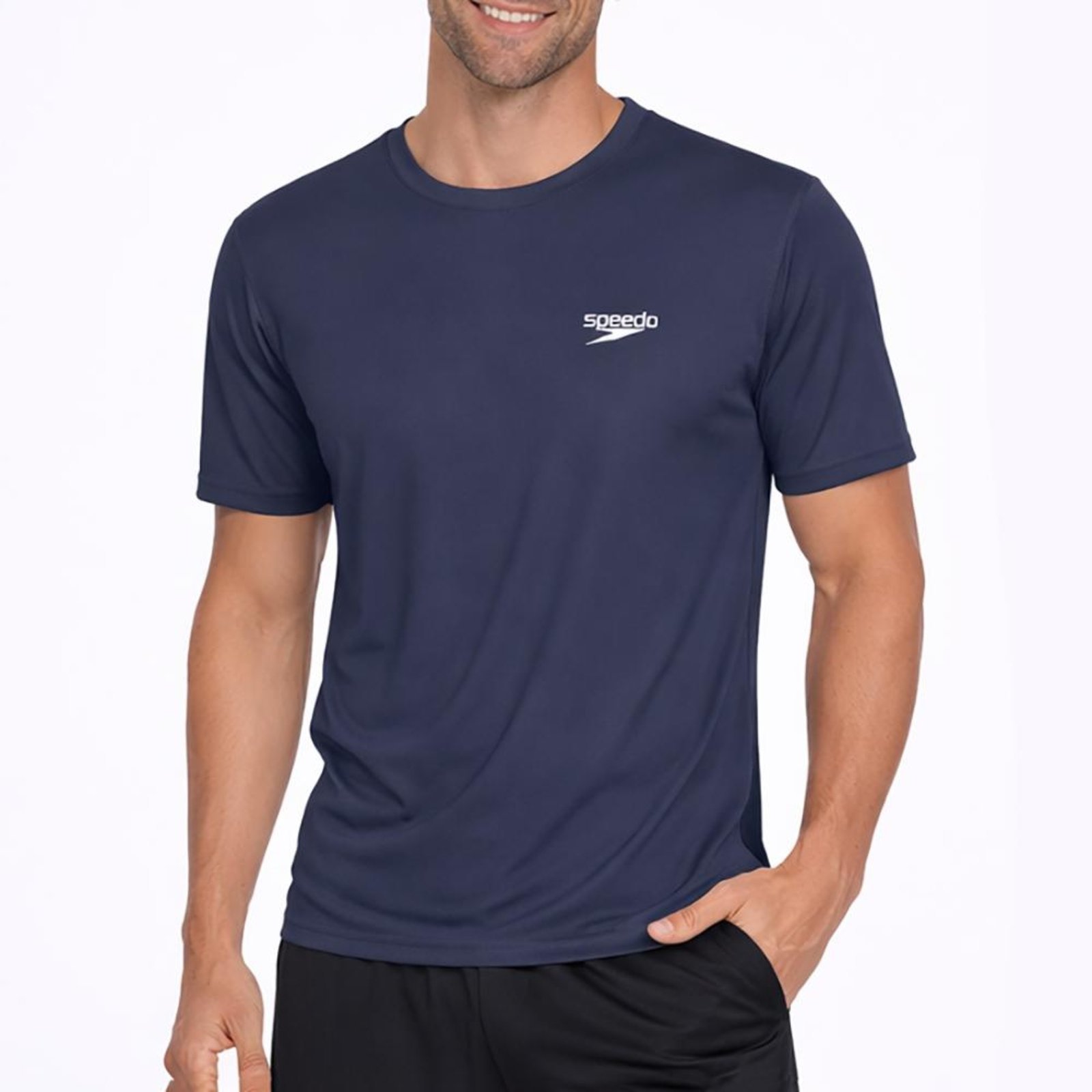 Camiseta Speedo Basic Stretch Fast Masculina Marinho Azul Marinho