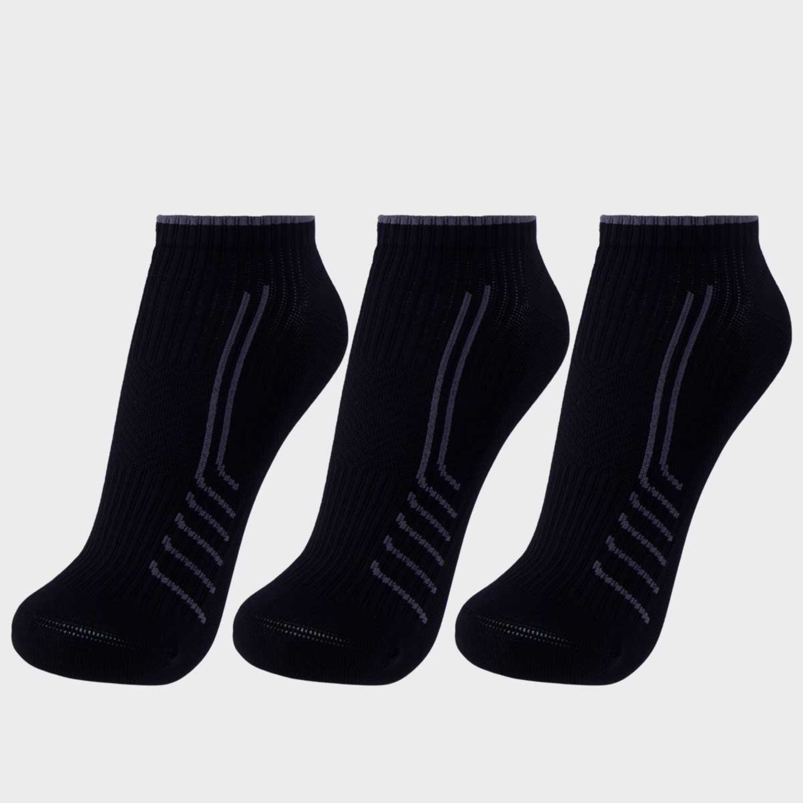 Vista 2 Kit Meia Lupo Sport Roma Cano Curto 3 Pares Preta preto Lupo preto