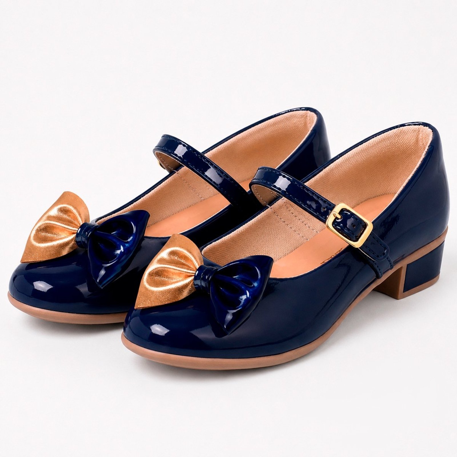 Infantil - Sapatilha Feminina e Adulta Azul Marinho com Saltinho Baixo Pepite Estilo Boneca