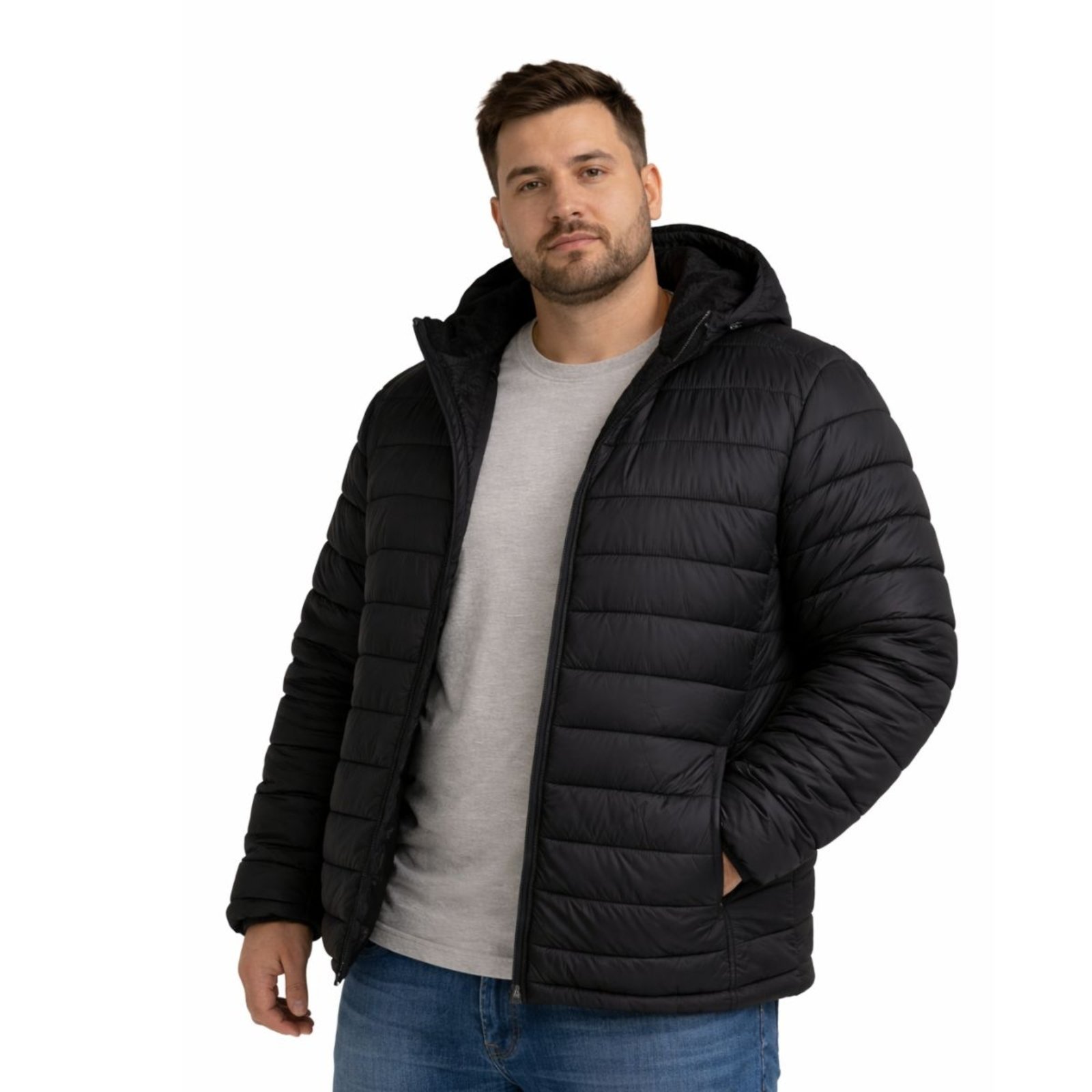 Jaqueta Vih Triny Masculina Puffer Plus Size Oversize Moda Plus Size Preto