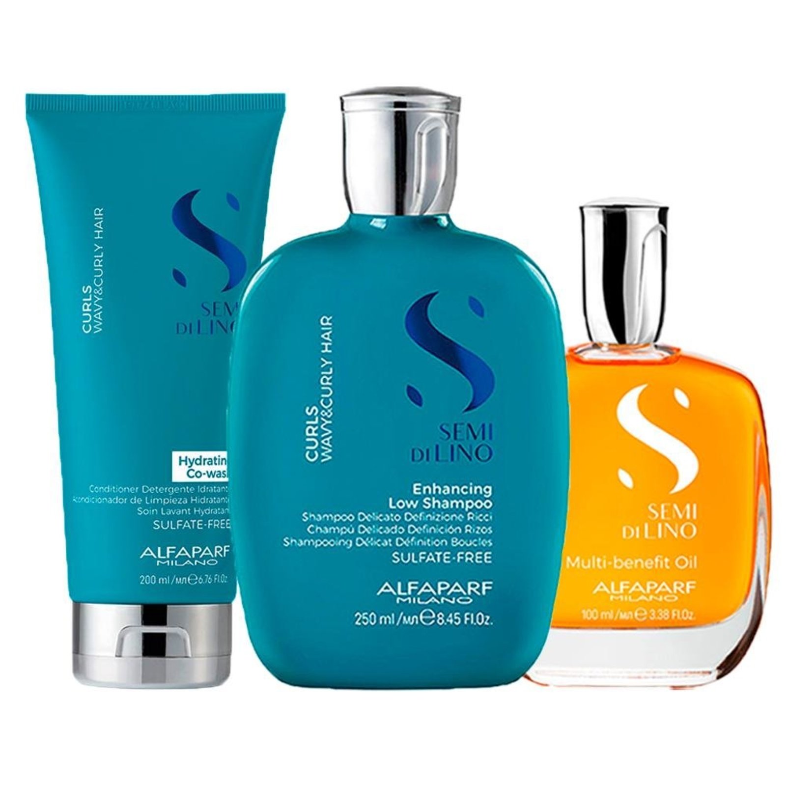 Alfaparf Semi Di Lino Curls Shampoo, Cond e Óleo