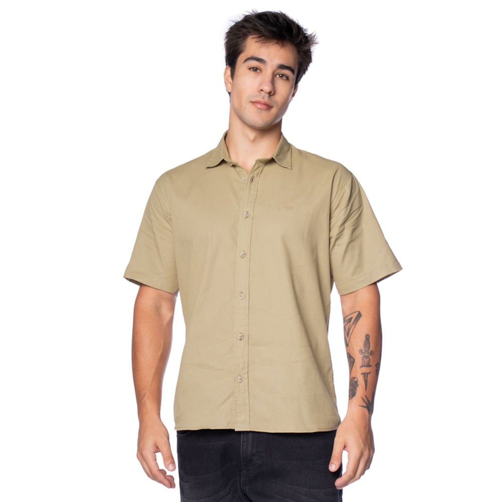 Camisa Masculina Gangster Texturizada Verde Claro