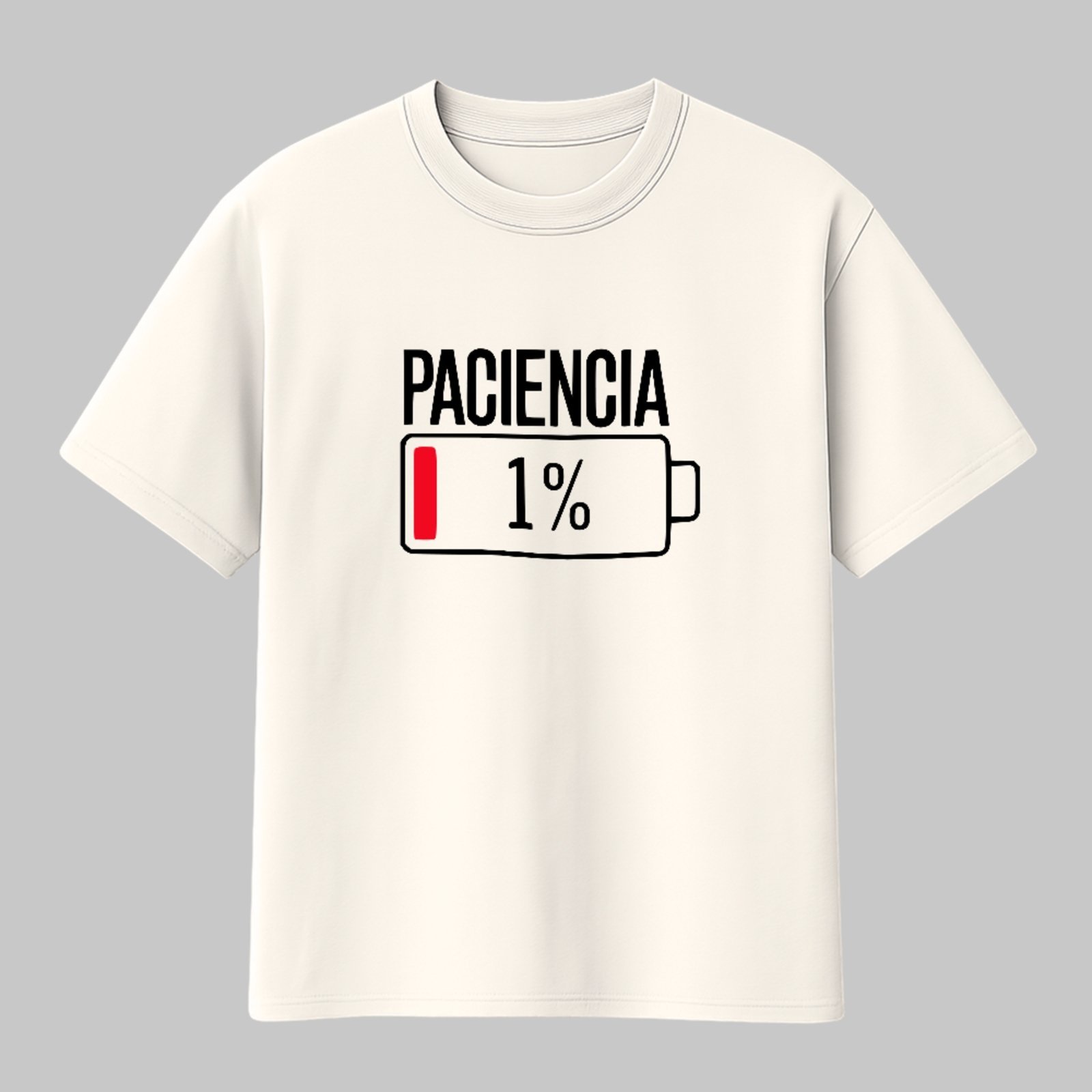 Camiseta Básica Sem Paciência Estampa Divertida Unissex Off White