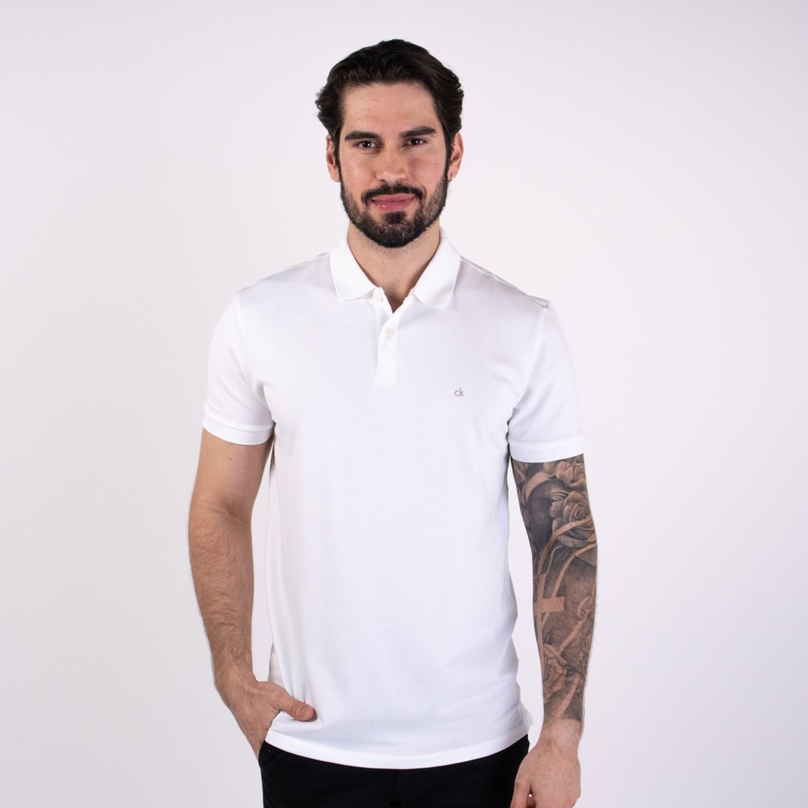 Camisa Polo Calvin Klein Básica Off White