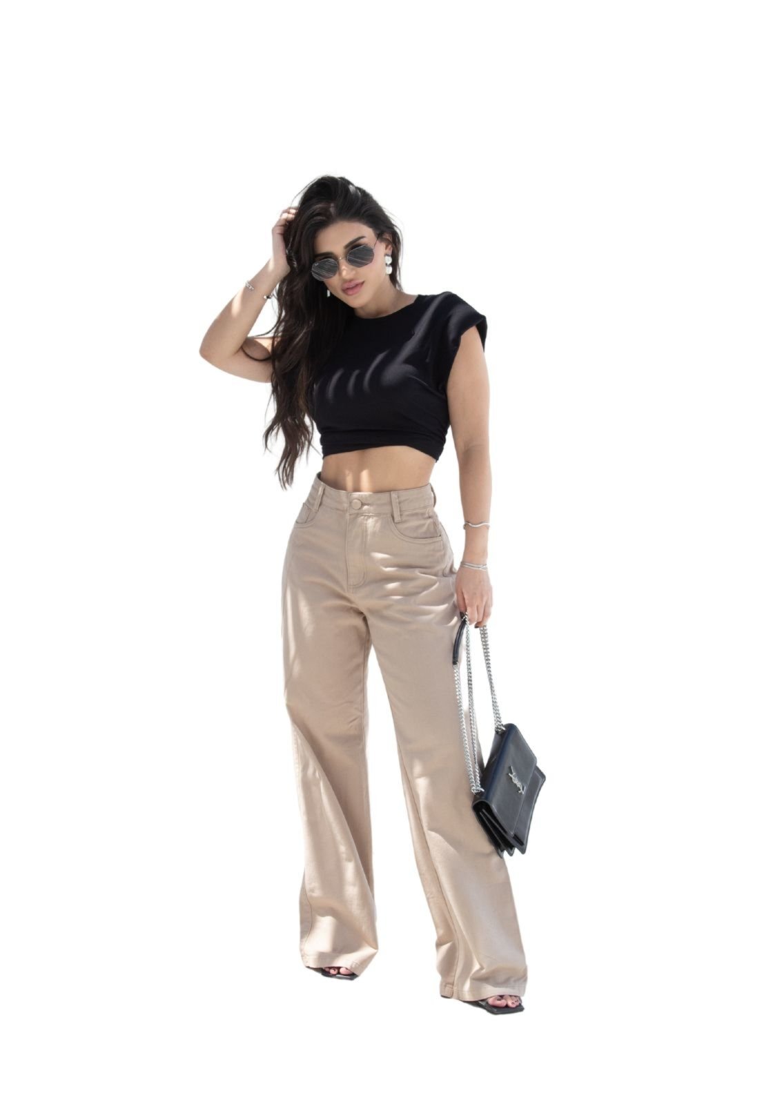 Calça Jeans Flare Cintura Média Helena Nude