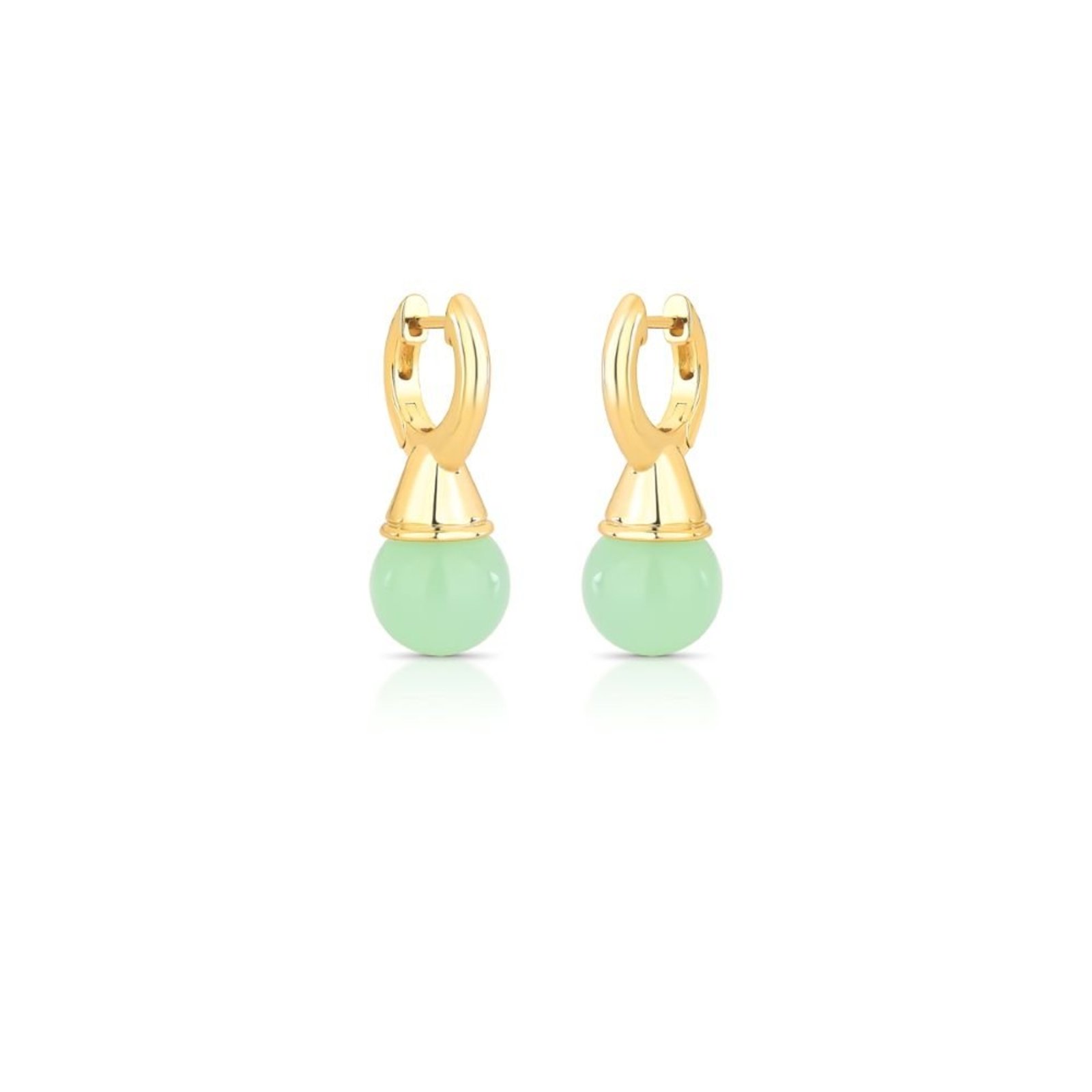 Infantil - Brinco Argola com Pingente Esfera Verde Piscina Semijoia Banhada a Ouro 18K Ania Store