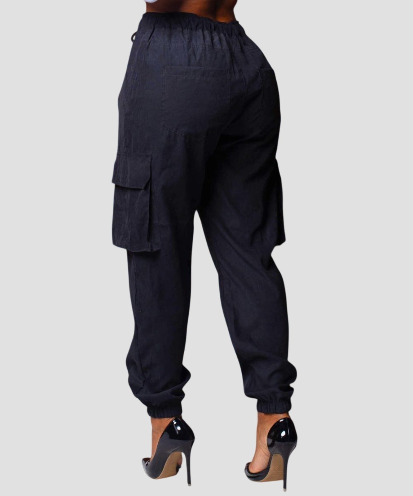 Calça Feminina Sarja Jogger Cargo Cor Preto Razon Jeans