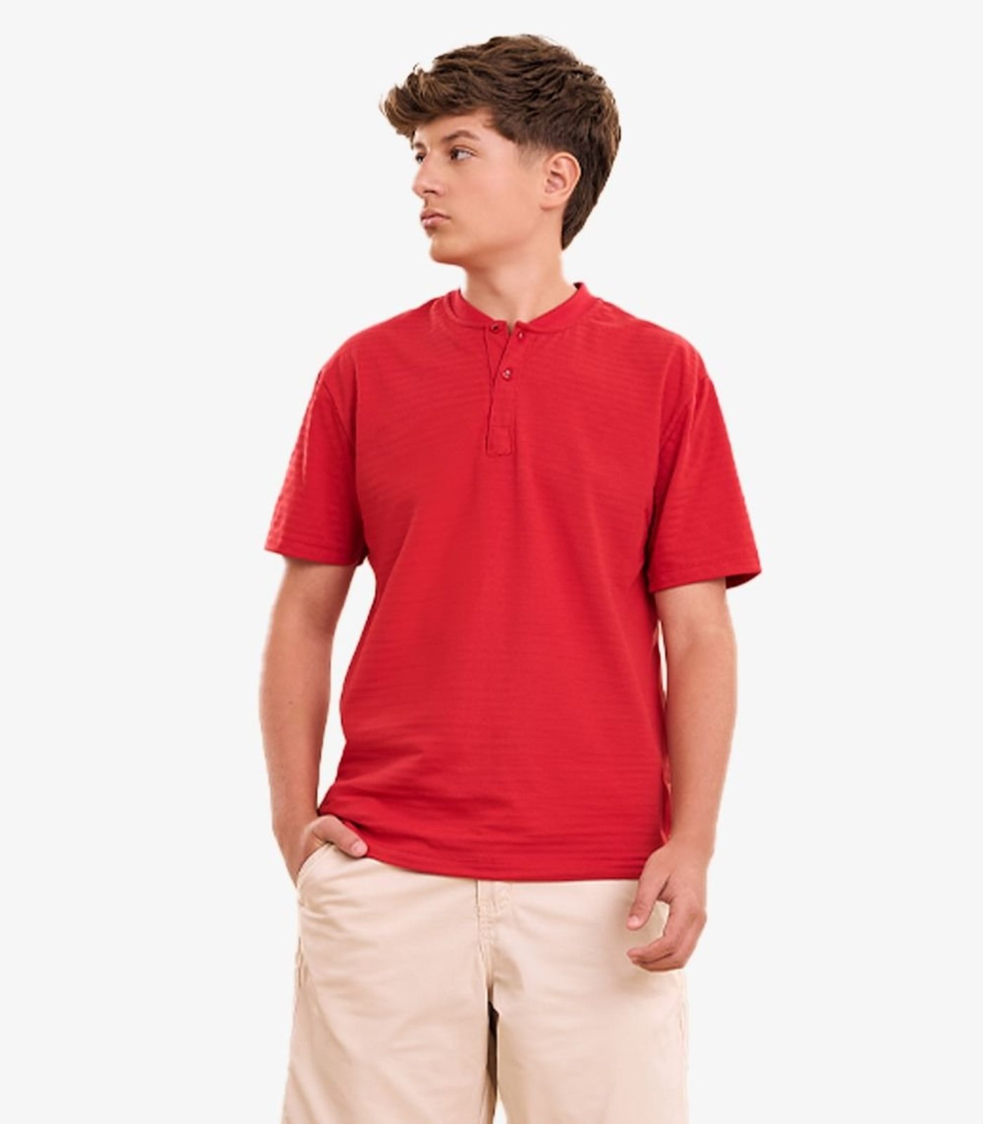 Infantil - Camiseta Masculina Com Cadarço Decorativo Minty Vermelho