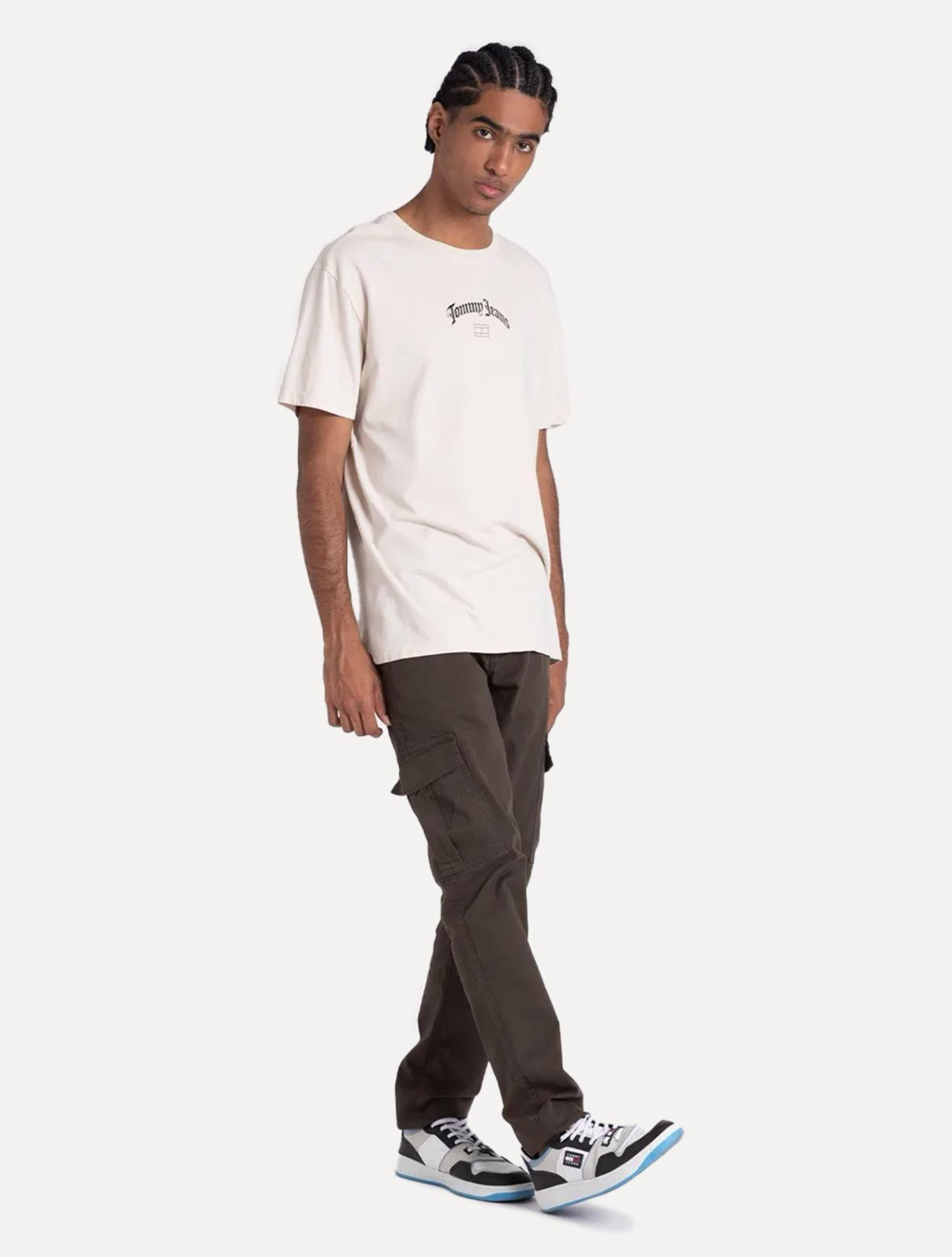 Vista 3 Camiseta Tommy Jeans Masculina Regular Grunge Arch Areia bege Tommy Jeans bege