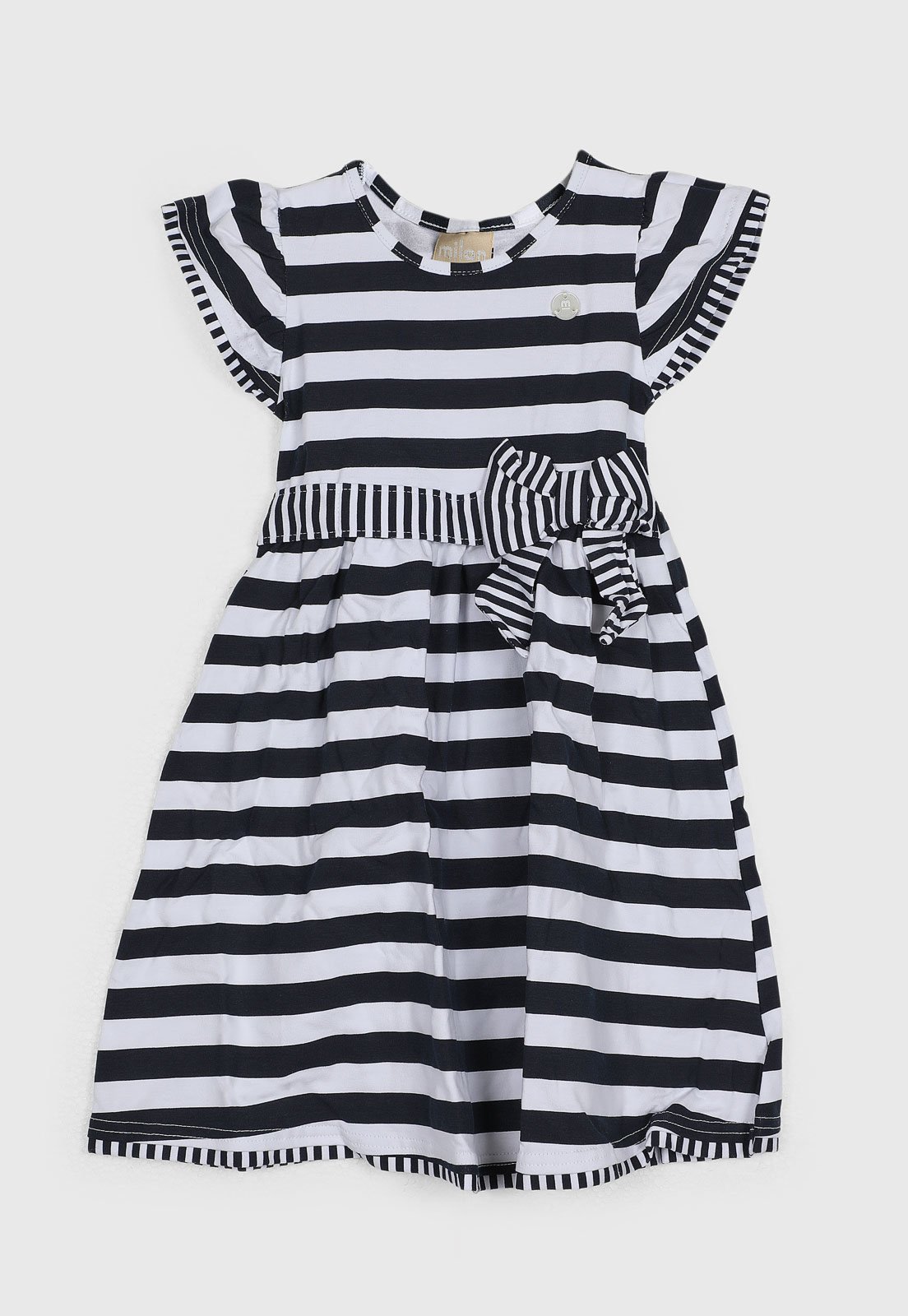 Infantil - Vestido Milon Listrado Laço Azul-Marinho