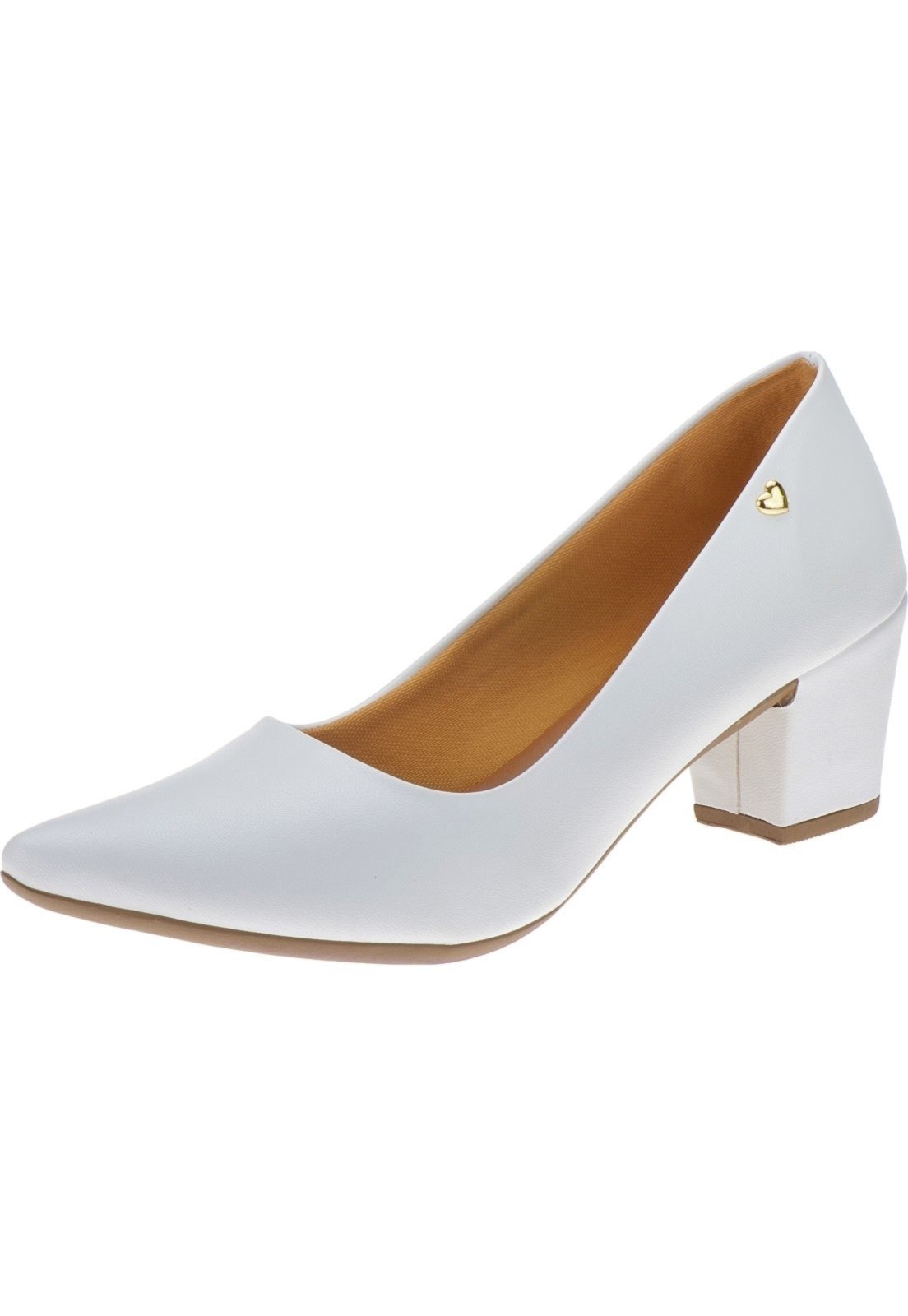 Scarpin Lumiss Salto Grosso Sintético Branco