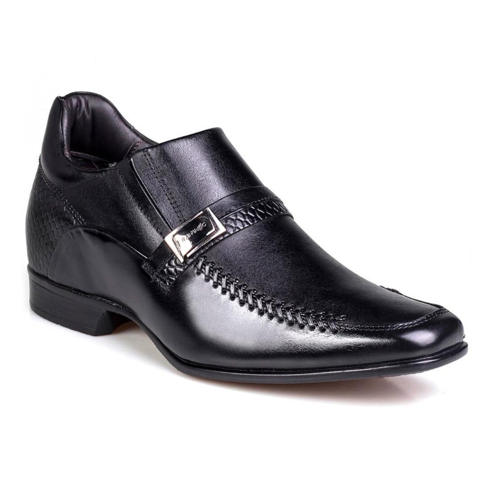Sapato Social Rafarillo Masculino Couro Aumenta Altura Preto