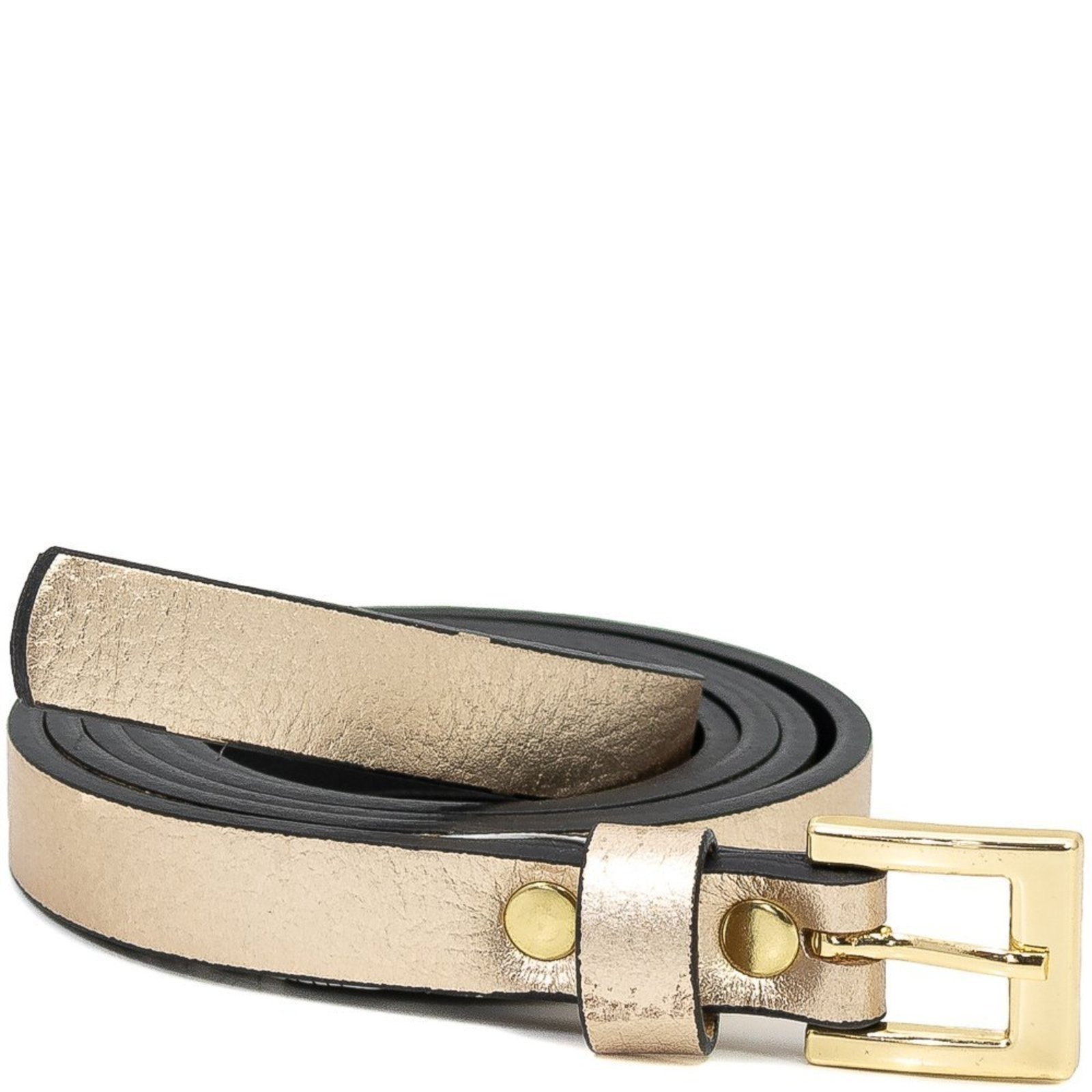 Cinto Fino Feminino em Couro Sapato Show 961 Sapato Show Dourado