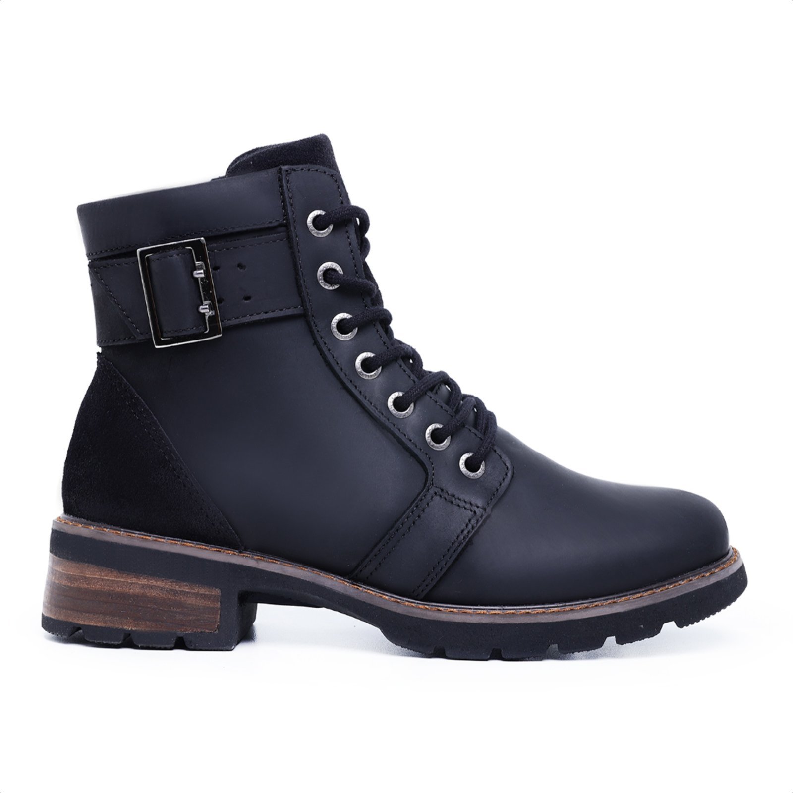 Vista 2 Bota Coturno Feminino em Couro Legítimo Mod.2010 Mister Couros preto Mister Couros preto