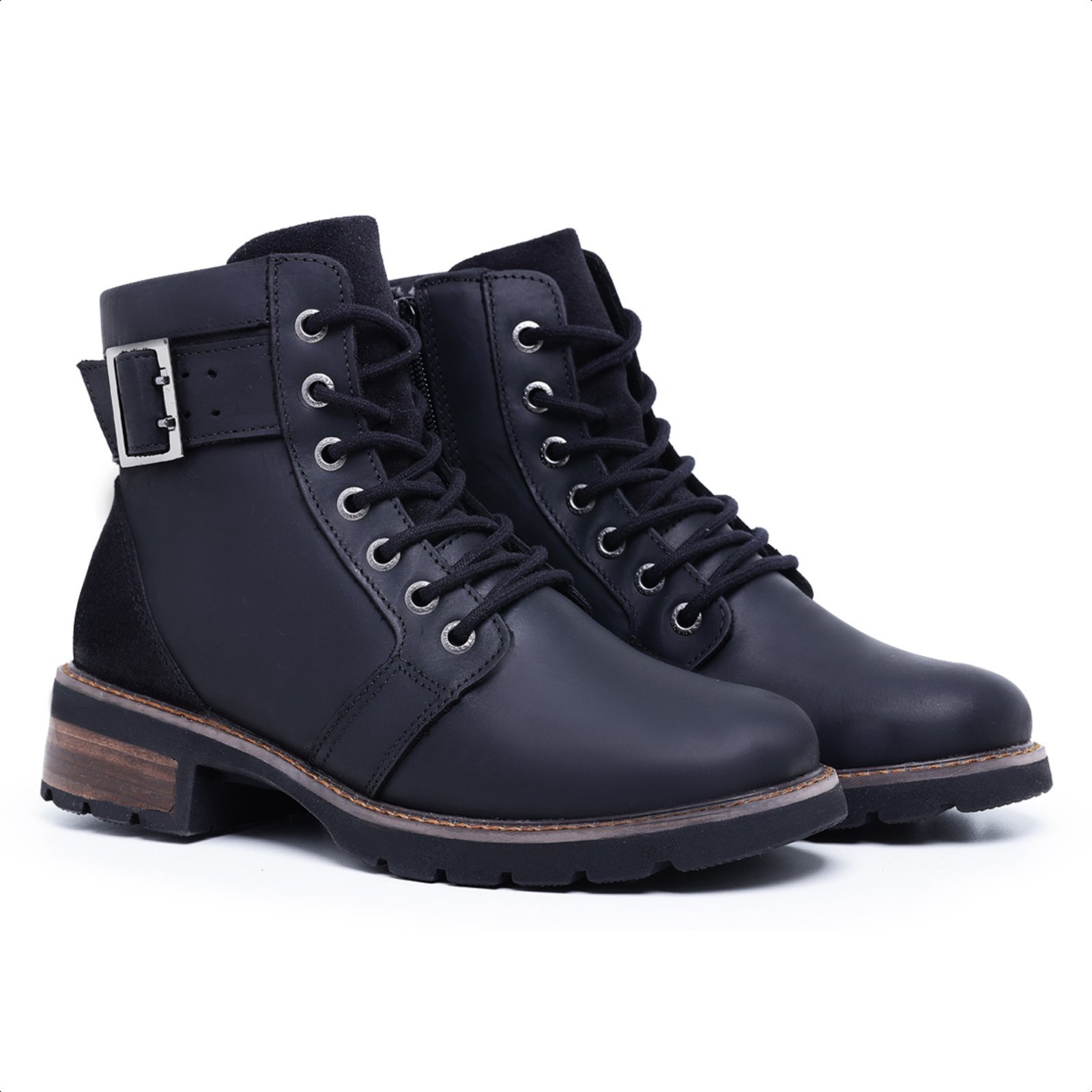 Vista 3 Bota Coturno Feminino em Couro Legítimo Mod.2010 Mister Couros preto Mister Couros preto