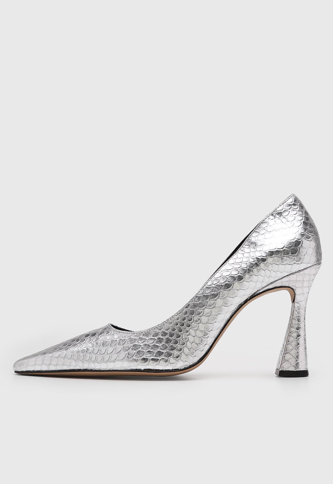 Vista 2 Scarpin Feminino Luiza Barcelos Bico Fino Salto Alto prata Luiza Barcelos prata