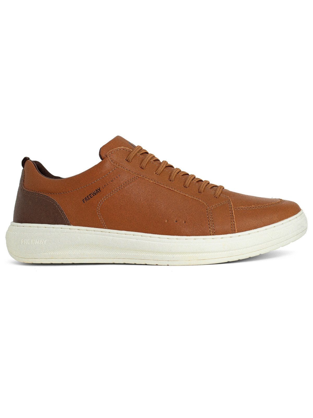 Tênis Masculino Freeway Casual Couro Cadarço Elástico Ultra Comfort Marrom Conhaque Pantagonia