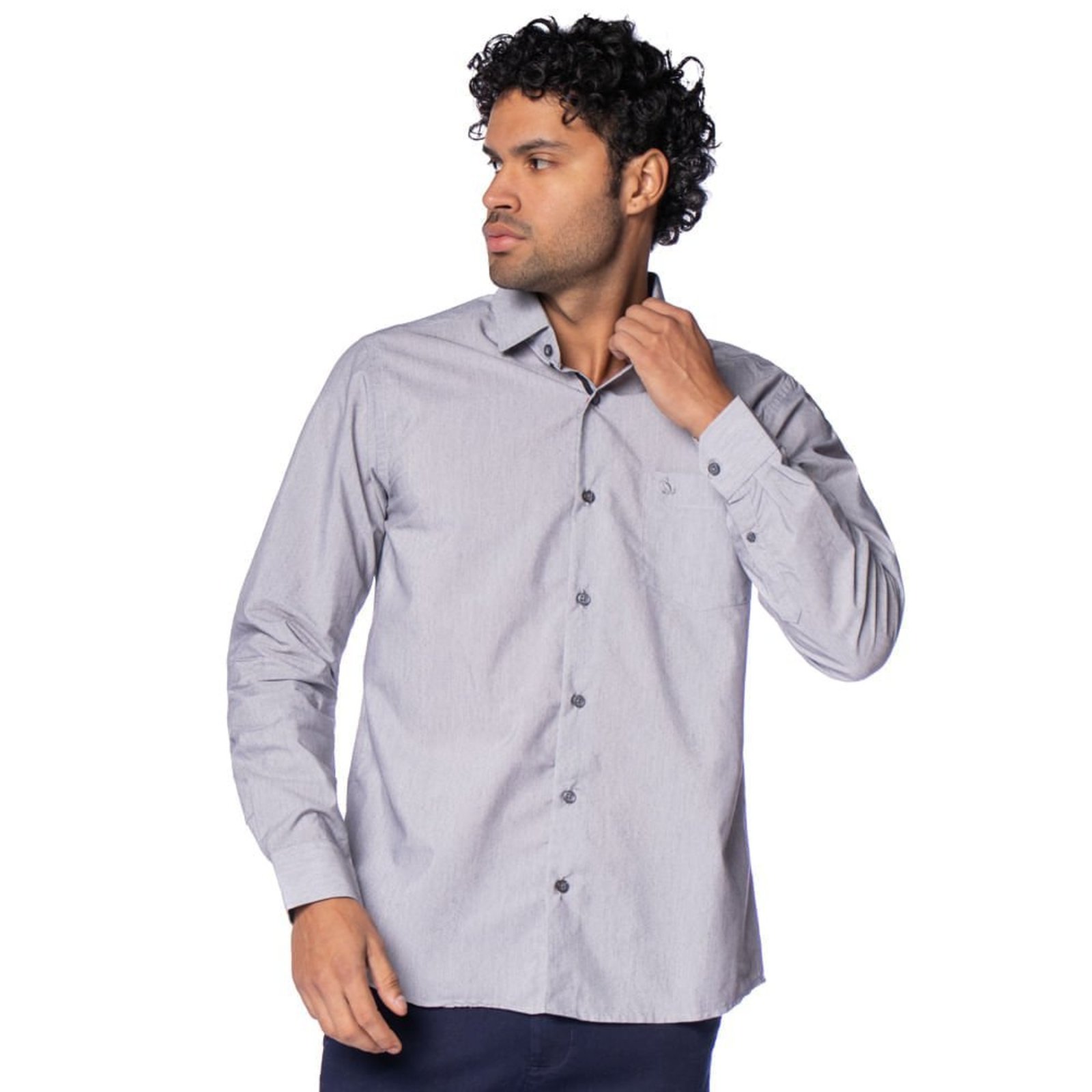 Camisa Masculina Amil Manga Longa Comfort Dratini Cinza