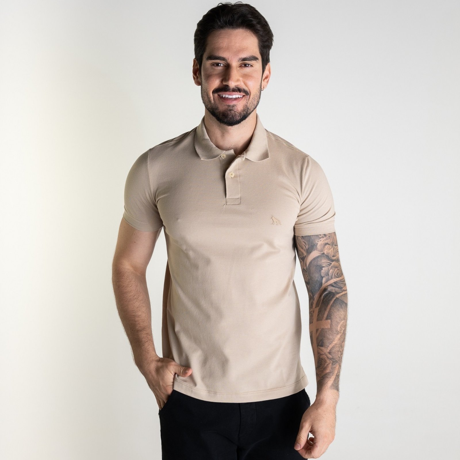 Camisa Polo Acostamento Wolf Bege
