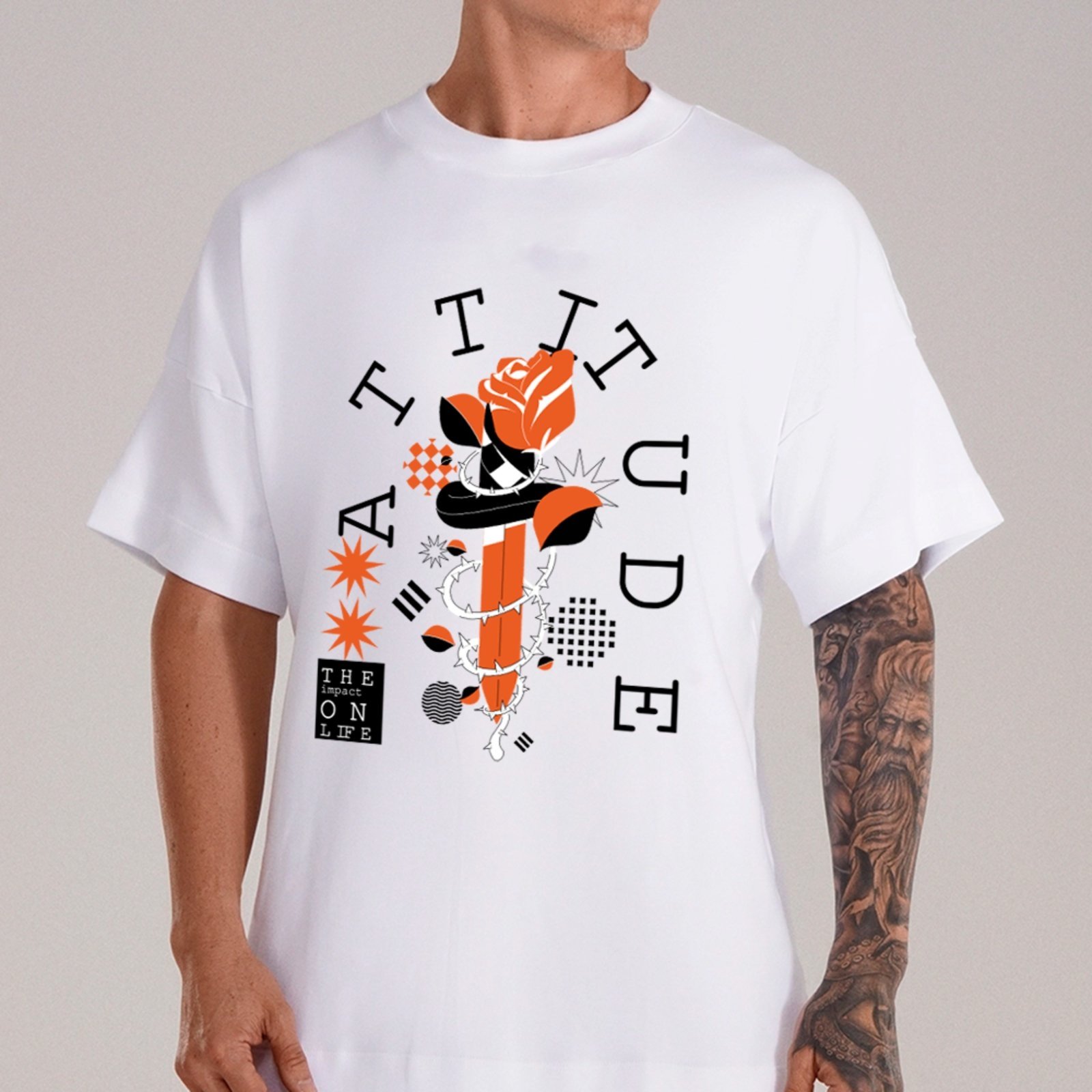 Vista 2 Camiseta Ousy Attitude Estilo Street Oversized Unissex branco ousy branco