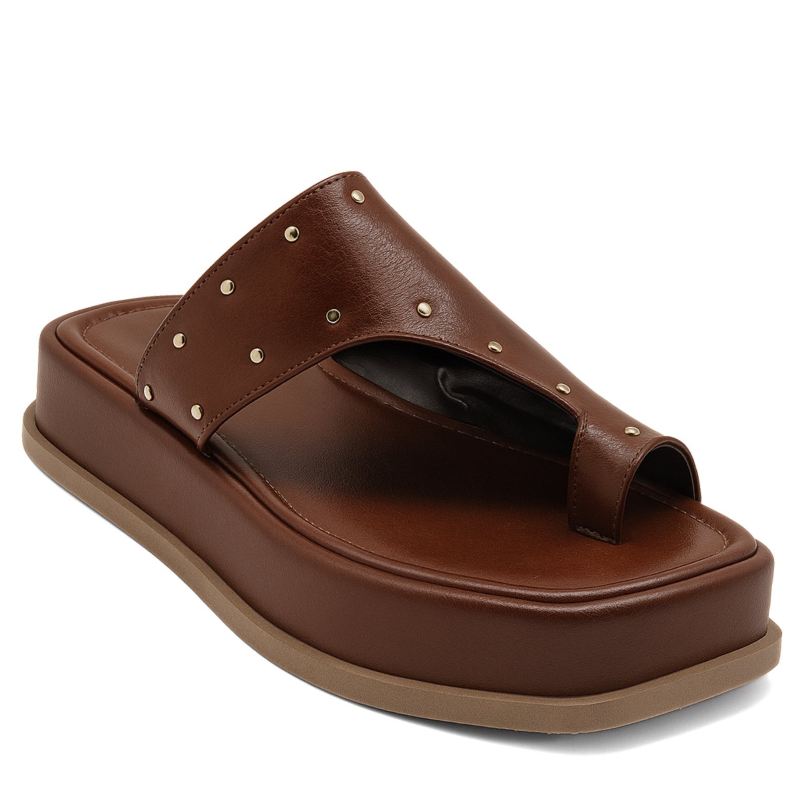 Tamanco Papete Flatform com Tachas Flor da Pele Boho Cacau 23404