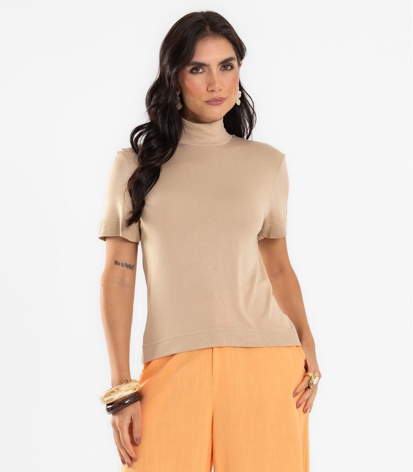 Blusa Feminina Gola Alta ViscoTrico Básica Endless Marrom