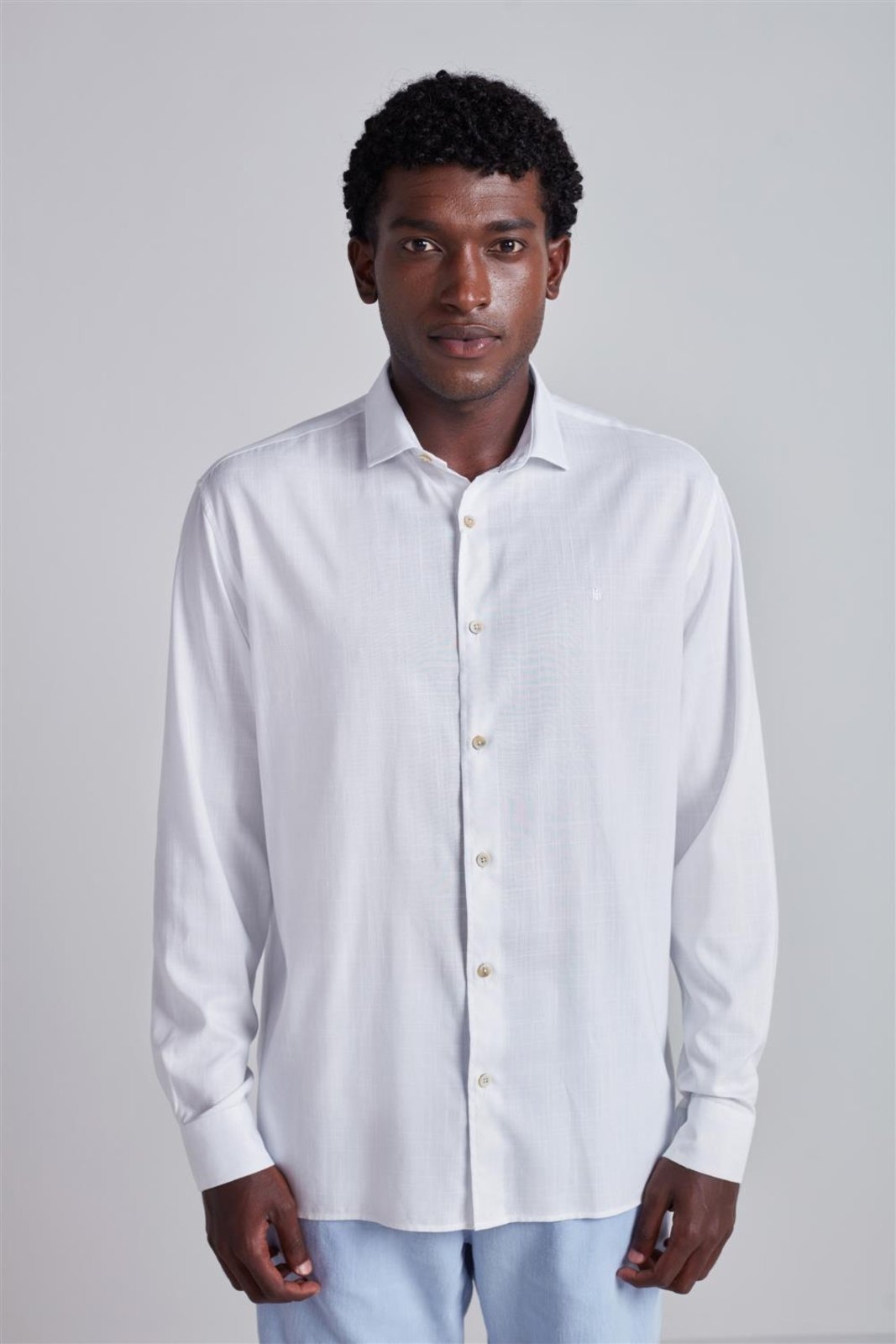 HIGHSTIL Camisa Lisa Slub Comfort - Branco