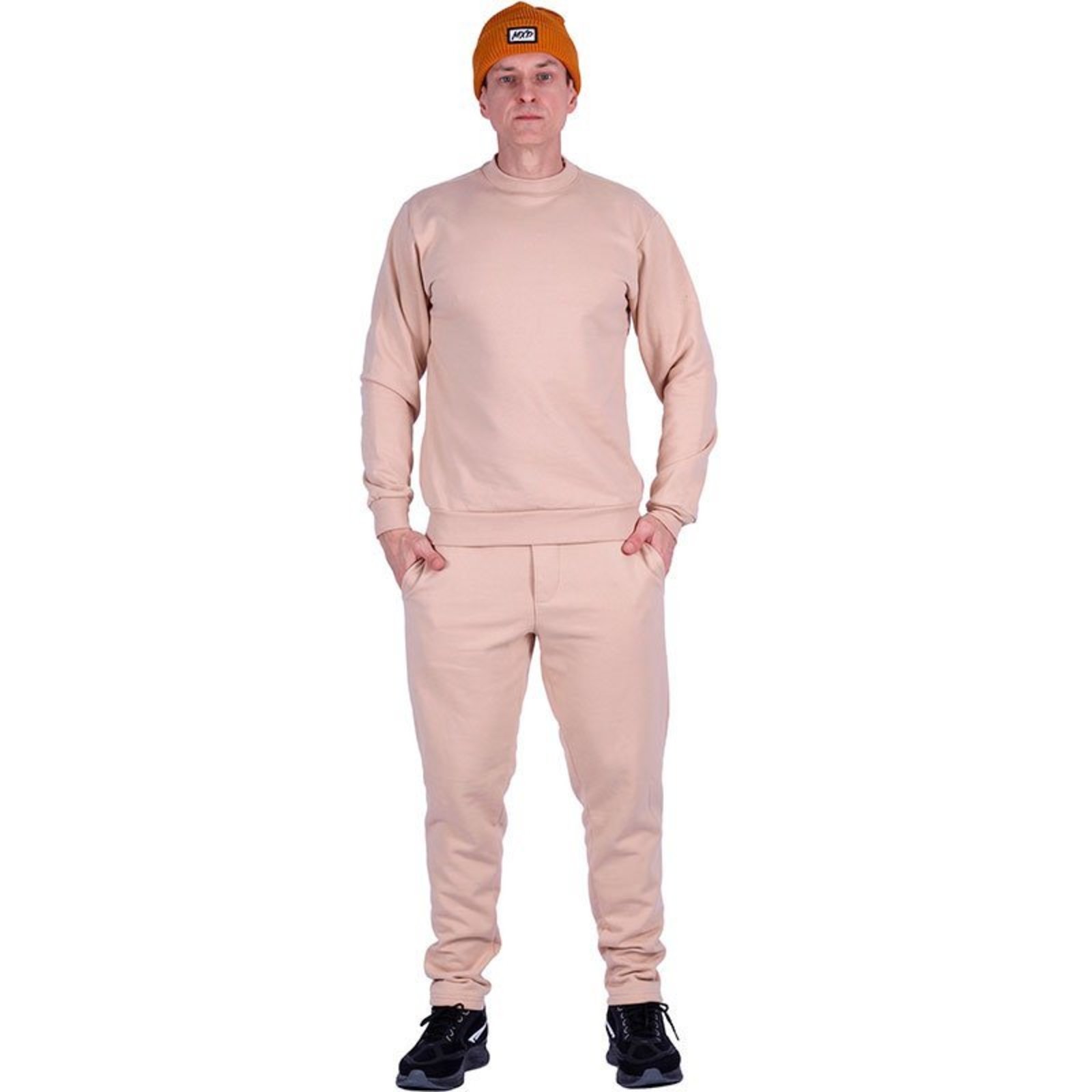 Conjunto De Moletom Basico Blusa Basic Sem Capuz e Calça Basic Com Bolso Masculina MXD Conceito Bege