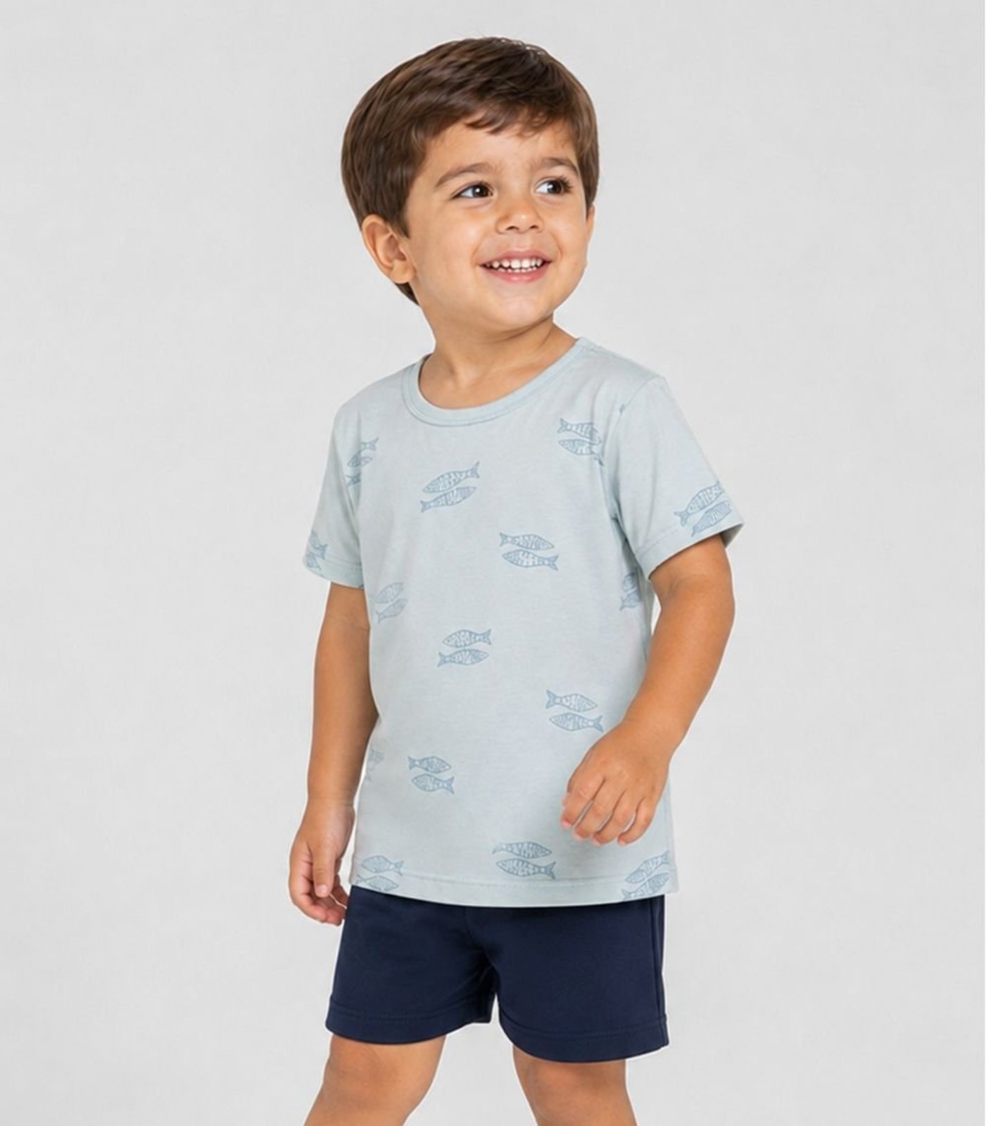 Infantil - Conjunto Camiseta Com Bermuda Trick Nick Azul