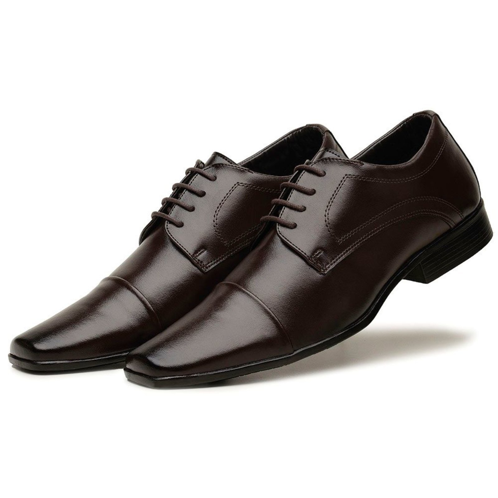 Sapato Masculino Social Com Cadarço Confortável Macio Ortopédico Elegante Luxuoso Café