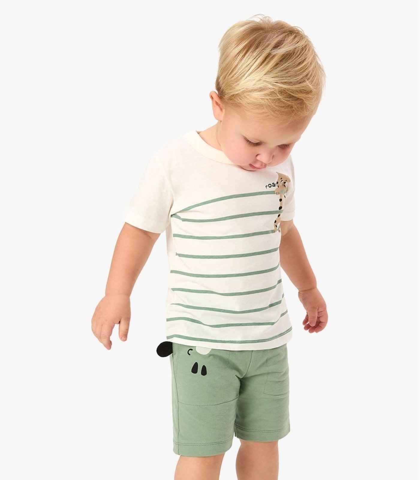 Infantil - Conjunto Camiseta Com Bermuda Rovi Bege