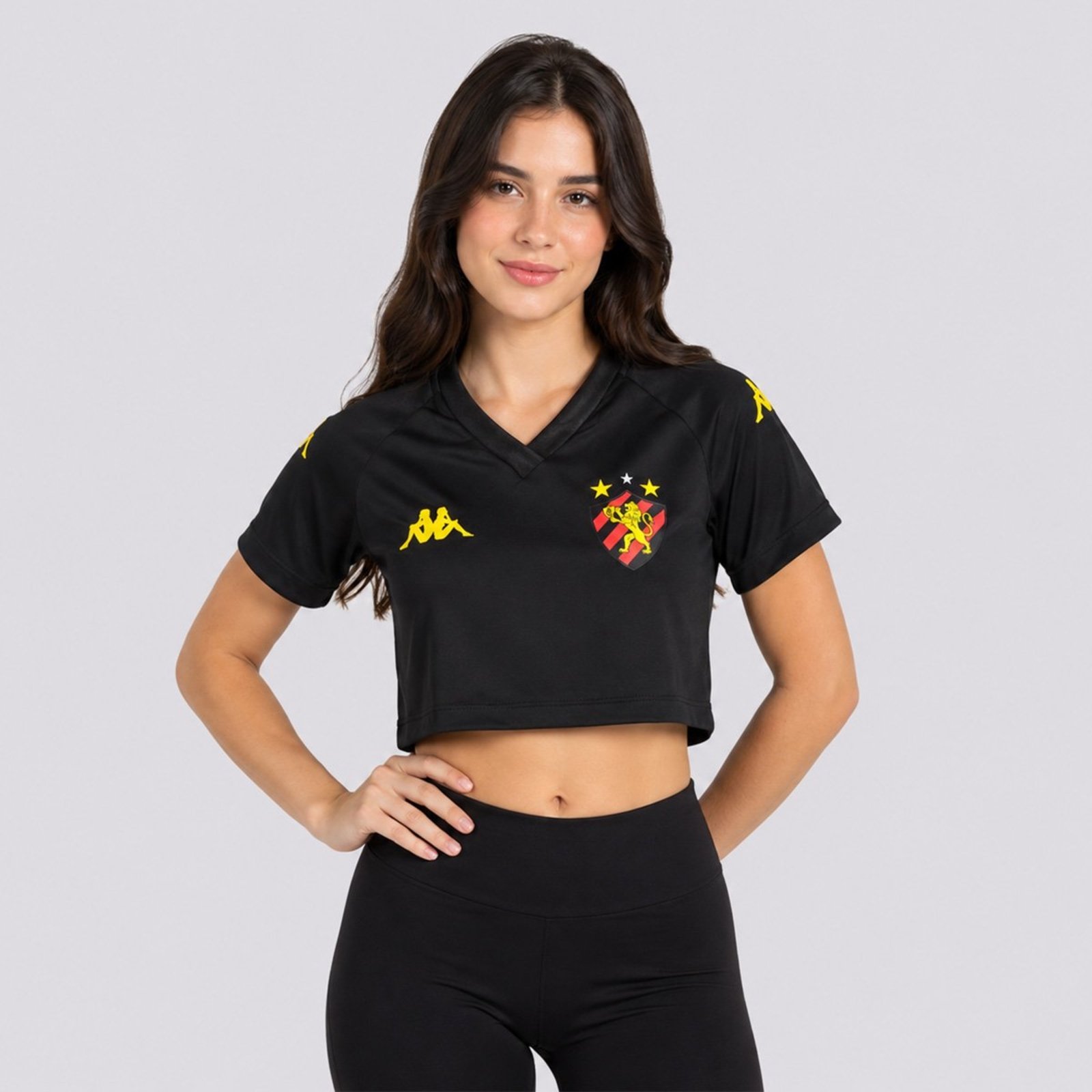 Cropped Kappa Sport Recife Supporter 2026 Feminino Preto