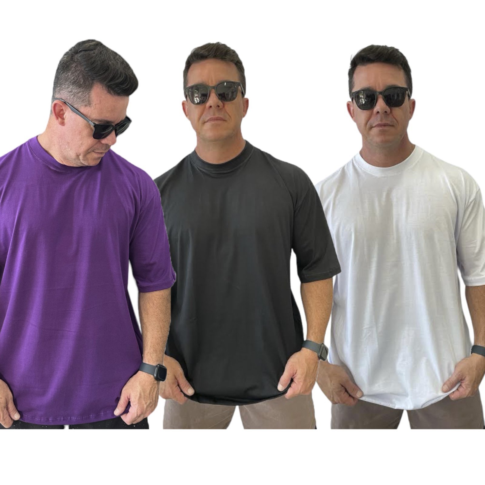 Kit 3 Camisetas Oversized Algodão Larga Stecchi