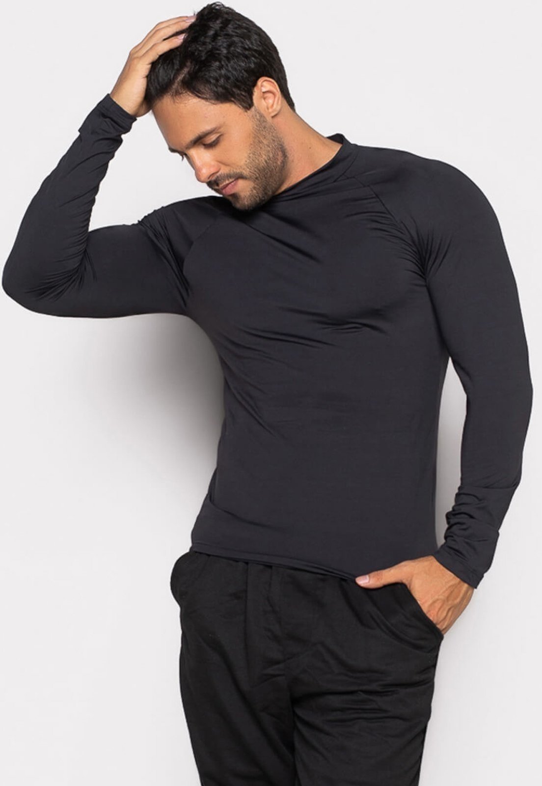 Camisa Bravaa Store Longa Térmica Praia Segunda Pele Proteção Uv 50 037 Preto