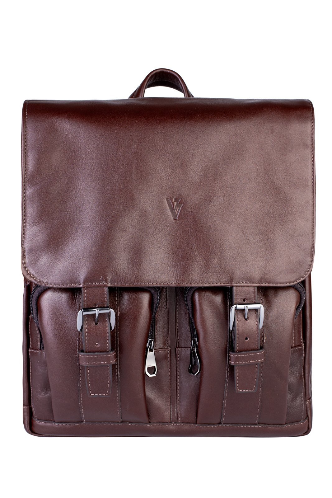 Mochila de couro italiano masculina vintage Miguel - Café