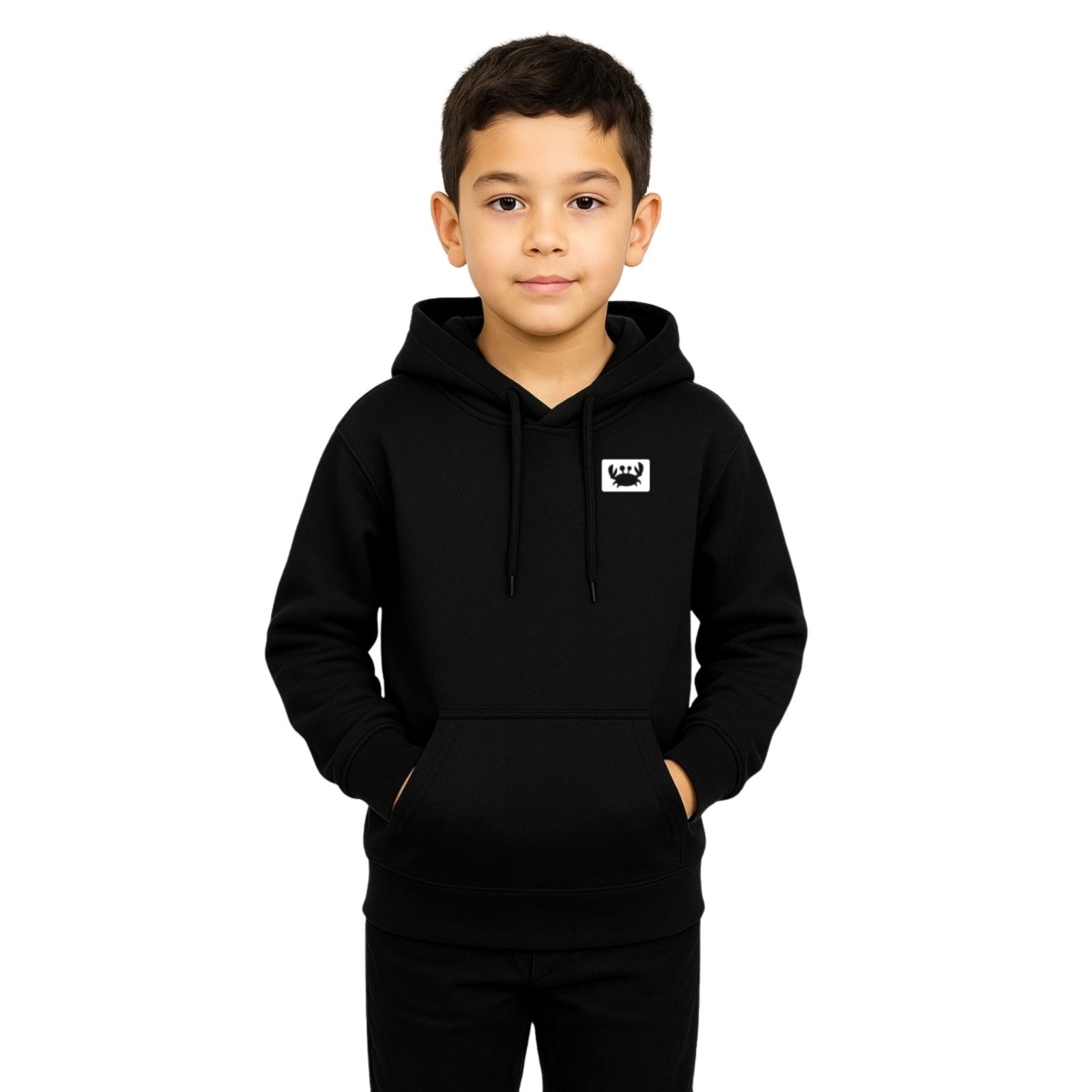 Infantil - Blusa de Moletom Liso Relaxado Canguru Com Capuz Macio Quente