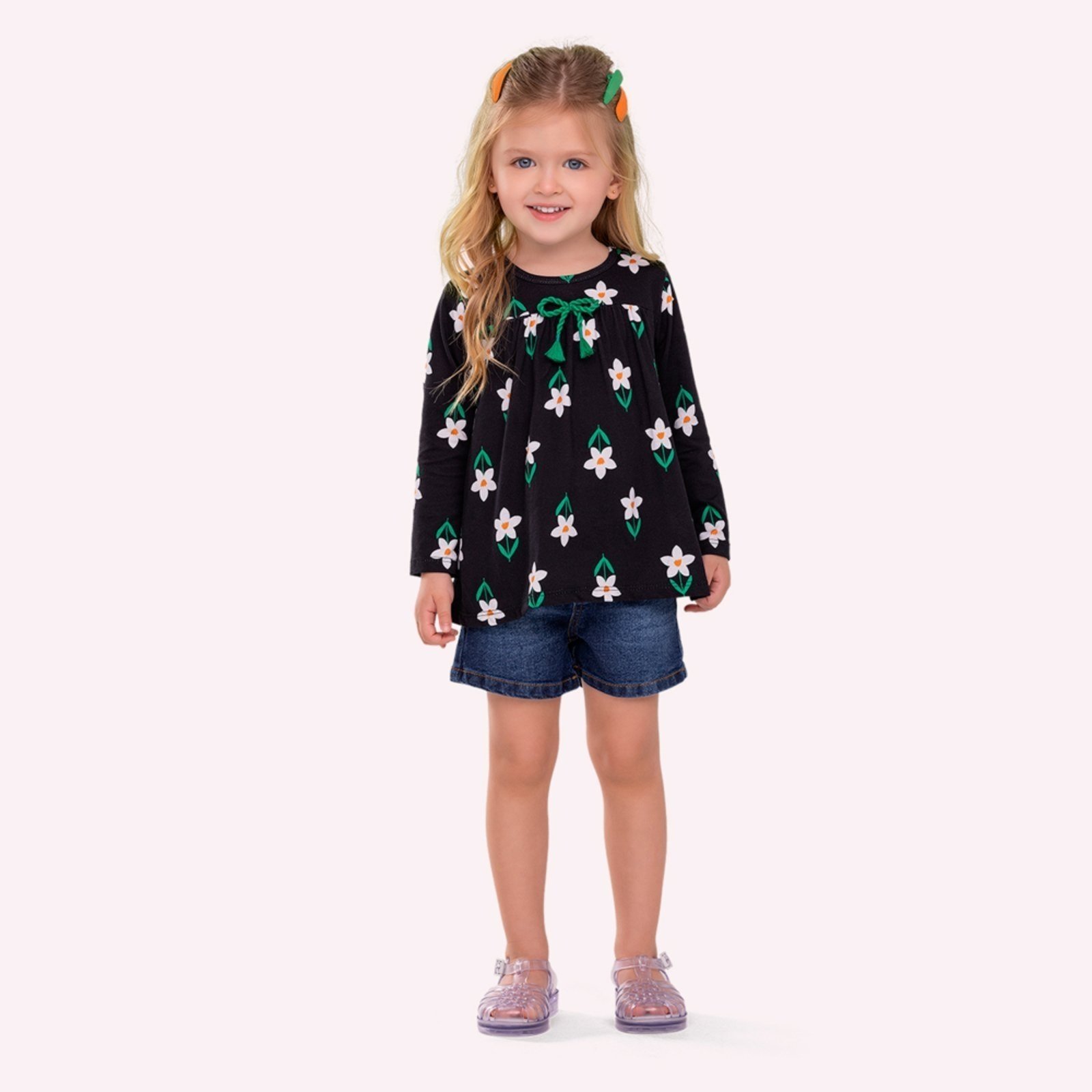 Infantil - Blusa Menina Flores Nanai