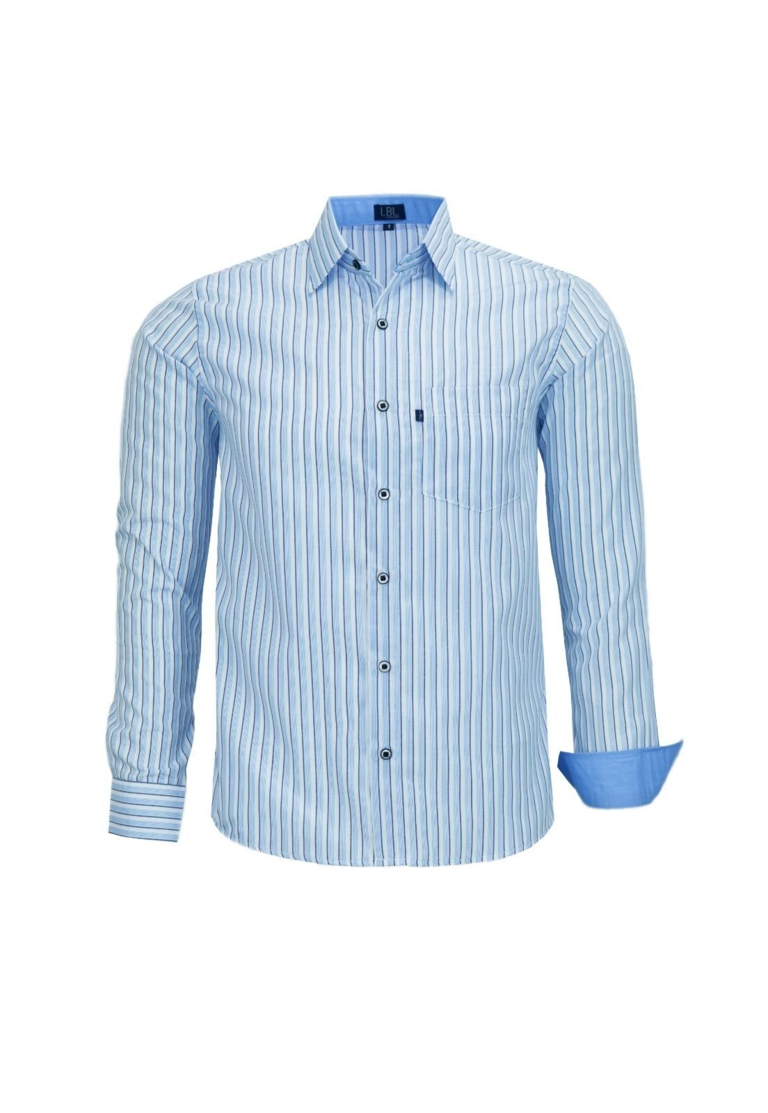 Camisa Manga Longa Lbl Comfort Tecido Misto Azul 3019