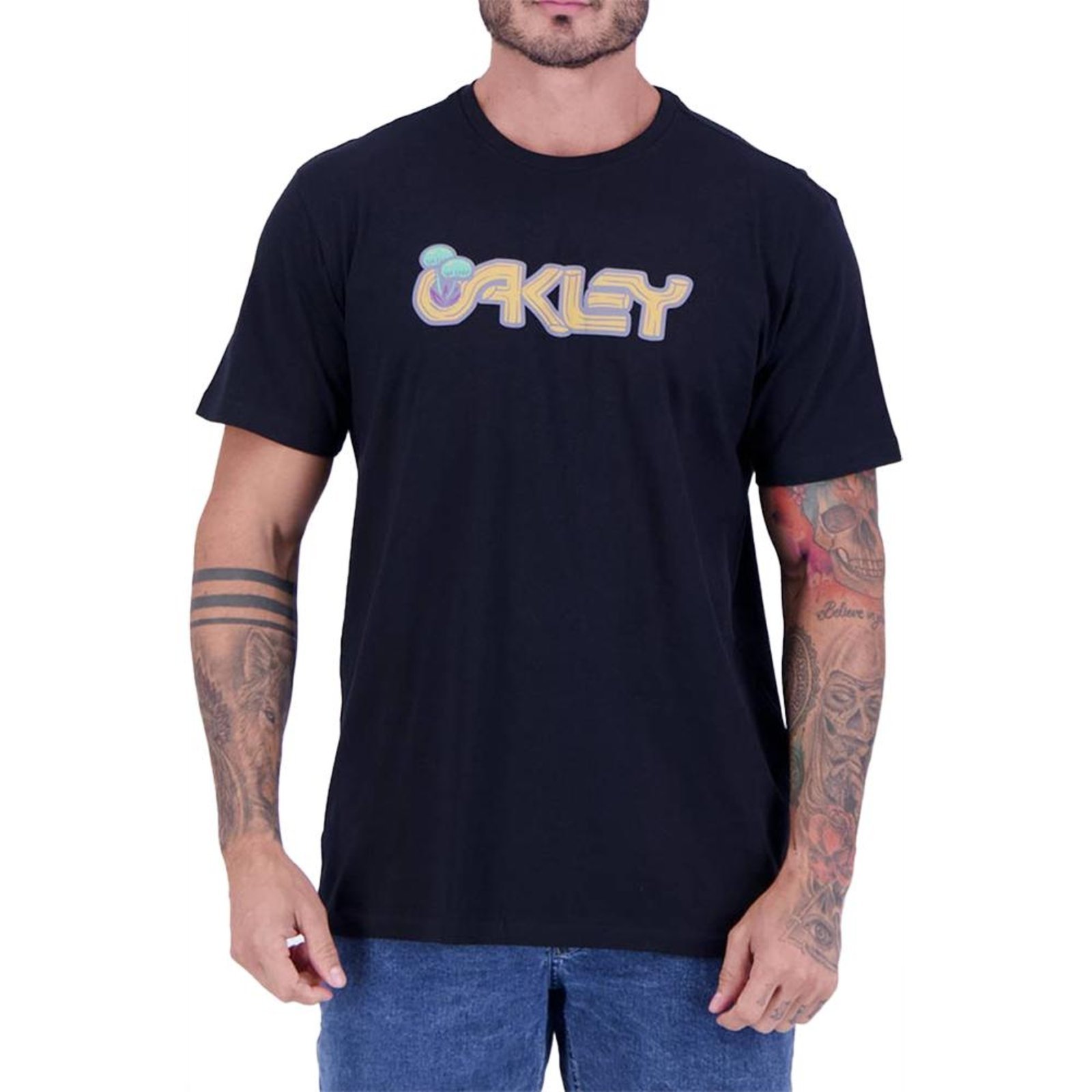 Camiseta Oakley Mushroom Logo WT24 Masculina Jet Black