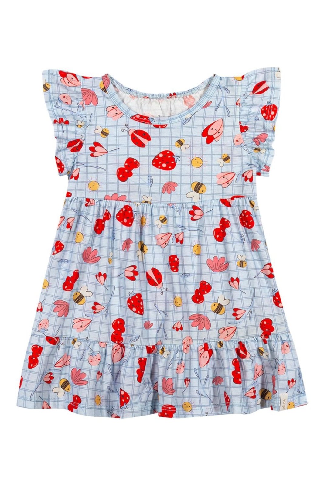 Infantil - Vestido Menina Xadrez Lúdico Elian Azul