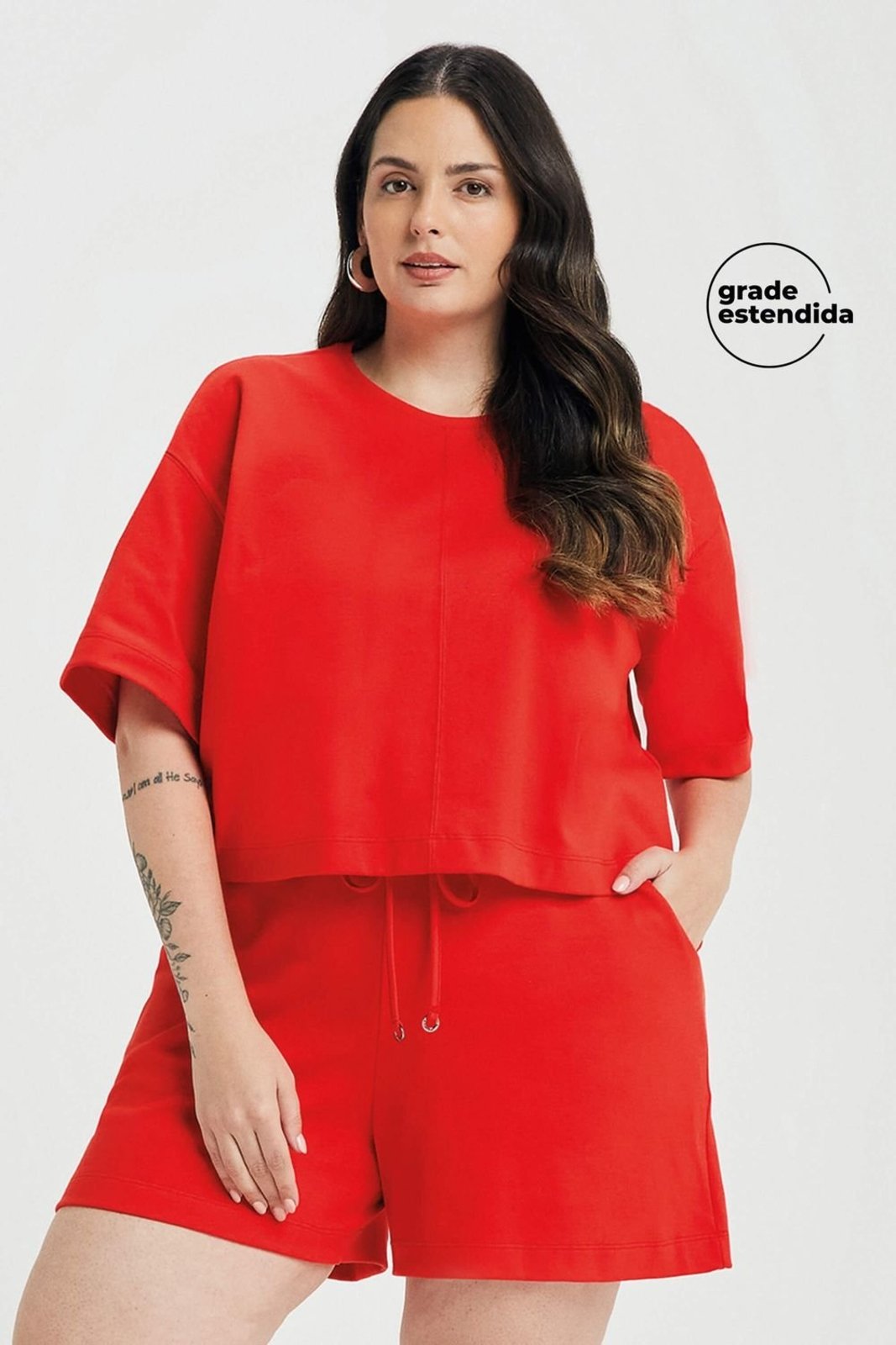 Short Feminino Moletom Com Bolsos Marialícia Vermelho