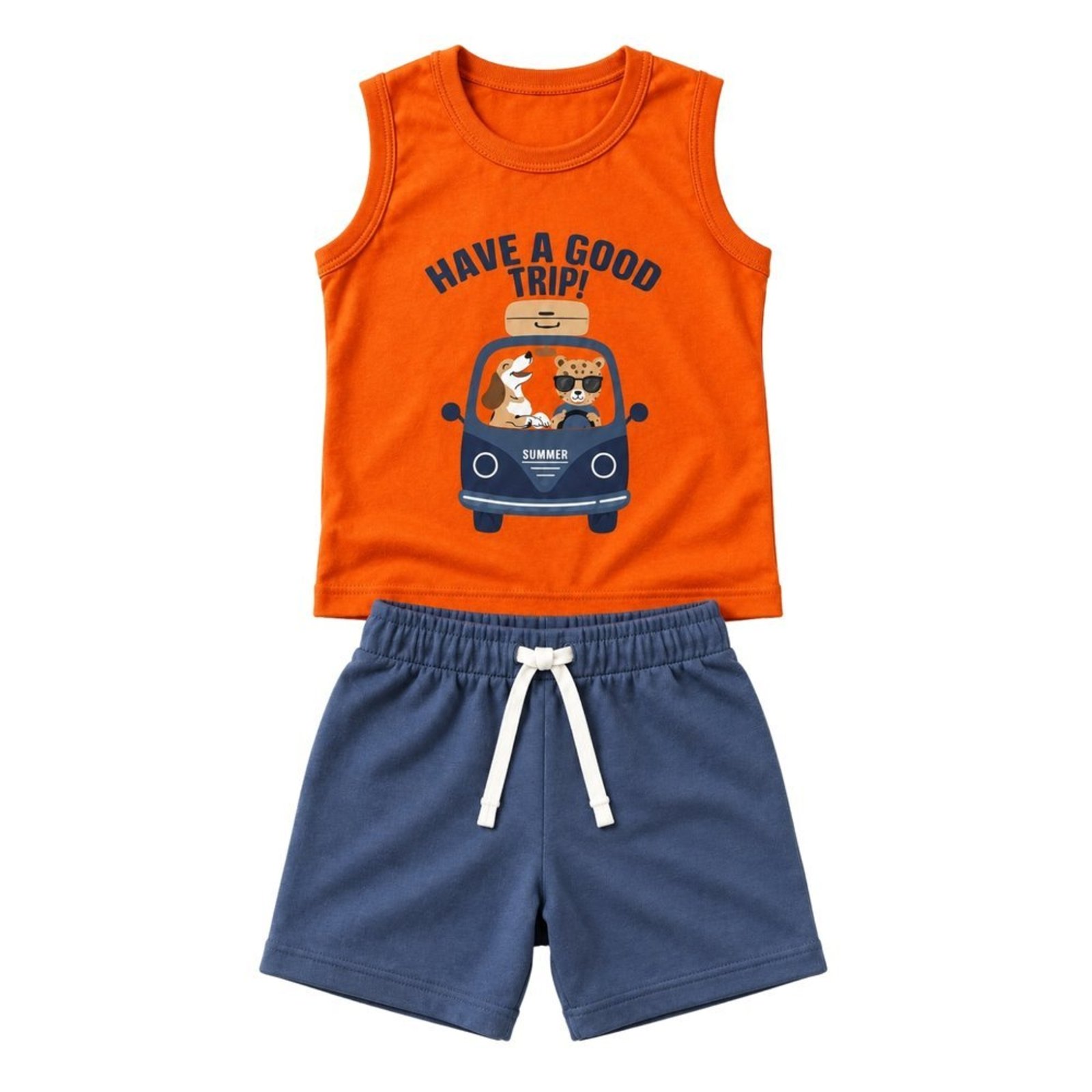 Infantil - Conjunto Menino Regata Meia Malha Penteada Bermuda Moletinho — foto 6