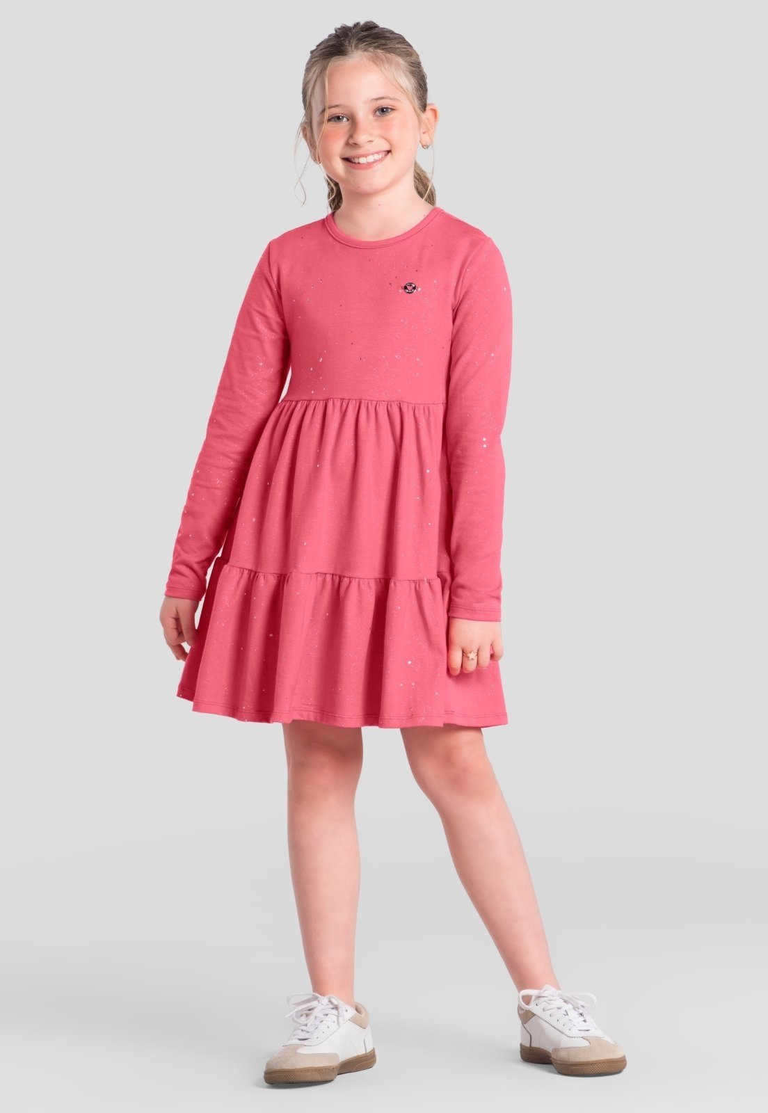Infantil - Vestido menina em cotton com glitter Brandili