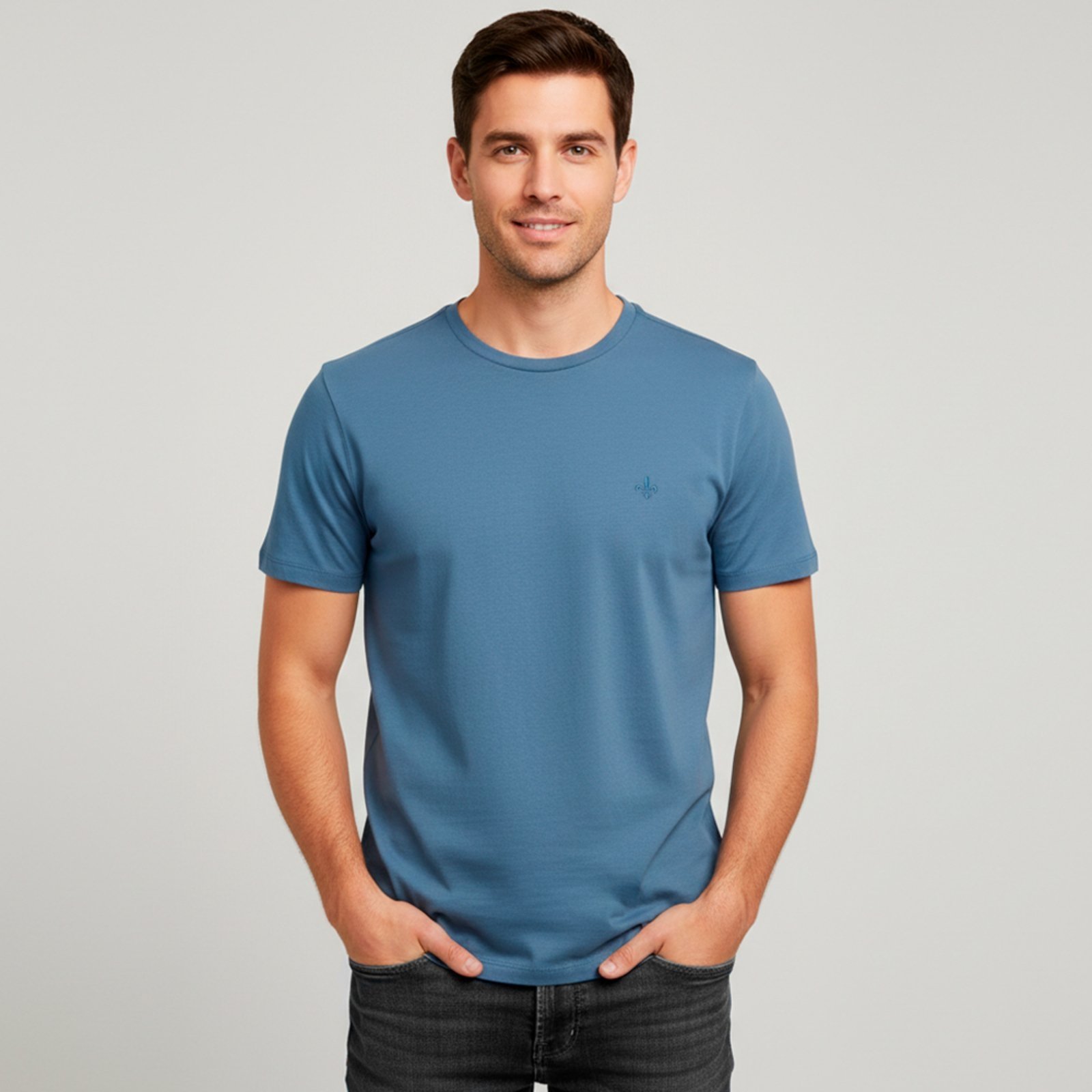 Vista 2 Camiseta Dudalina Basic Essentials Ou26 Masculino verde Dudalina verde