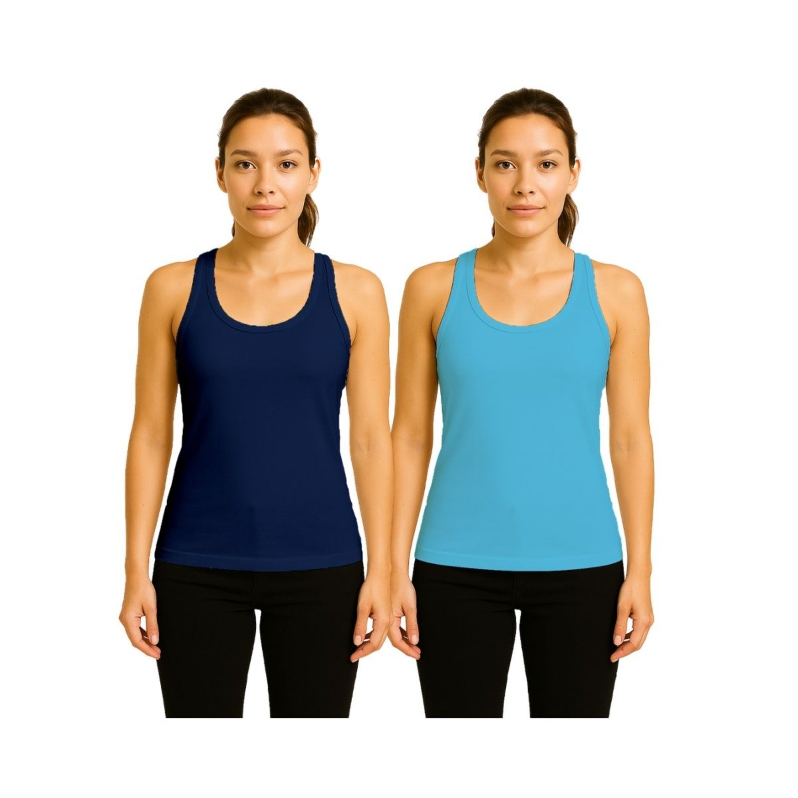 Kit 2 Camisetas Femininas FMF Regata Nadador Academia Fitness Preto