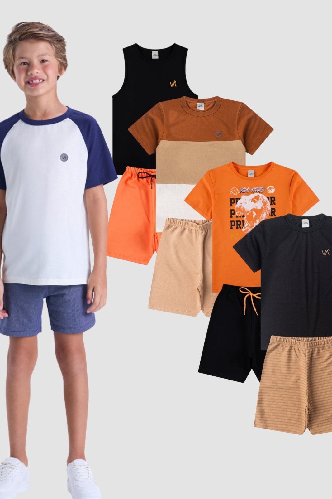Vista 3 Infantil - Kit Sortido 6 Peças de Roupas Infantis Menino Verão Camisetas + Shorts VIDA COSTEIRA multicolorido VIDA COSTEIRA multicolorido